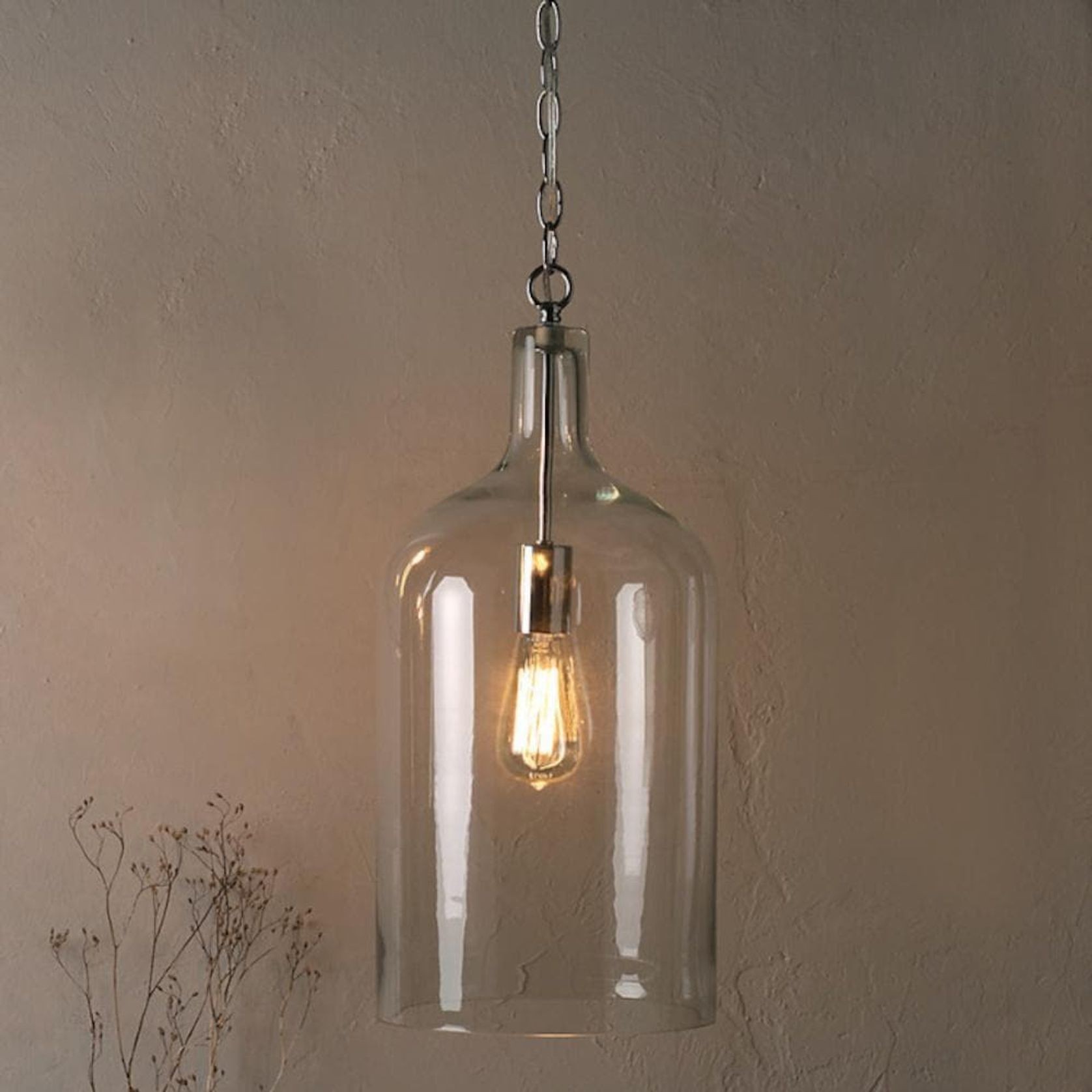 Kendal Glass Pendant Light - Chrome gallery detail image