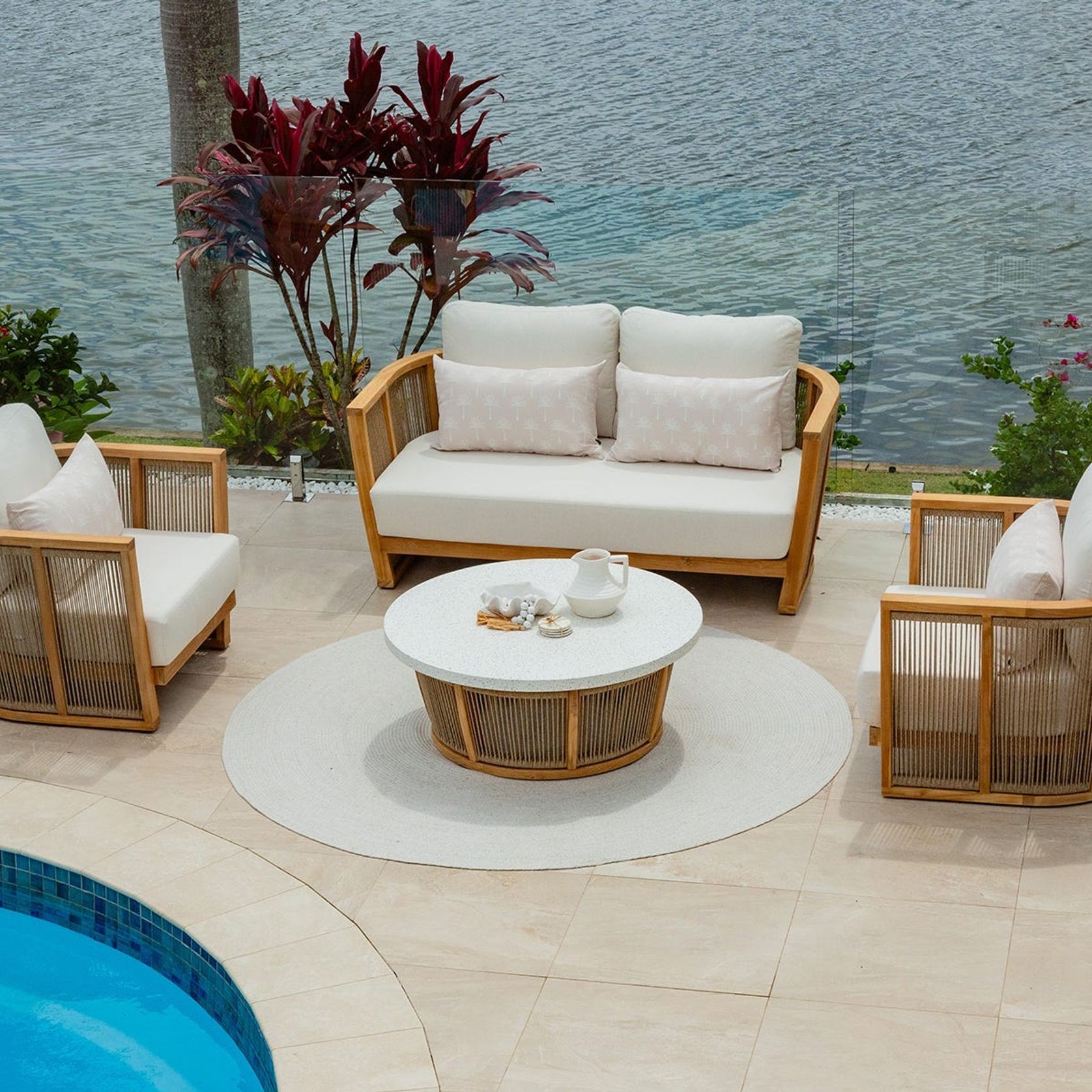 Granada 4pc Rope Outdoor Lounge Setting - 2 Seater - Rope Table gallery detail image