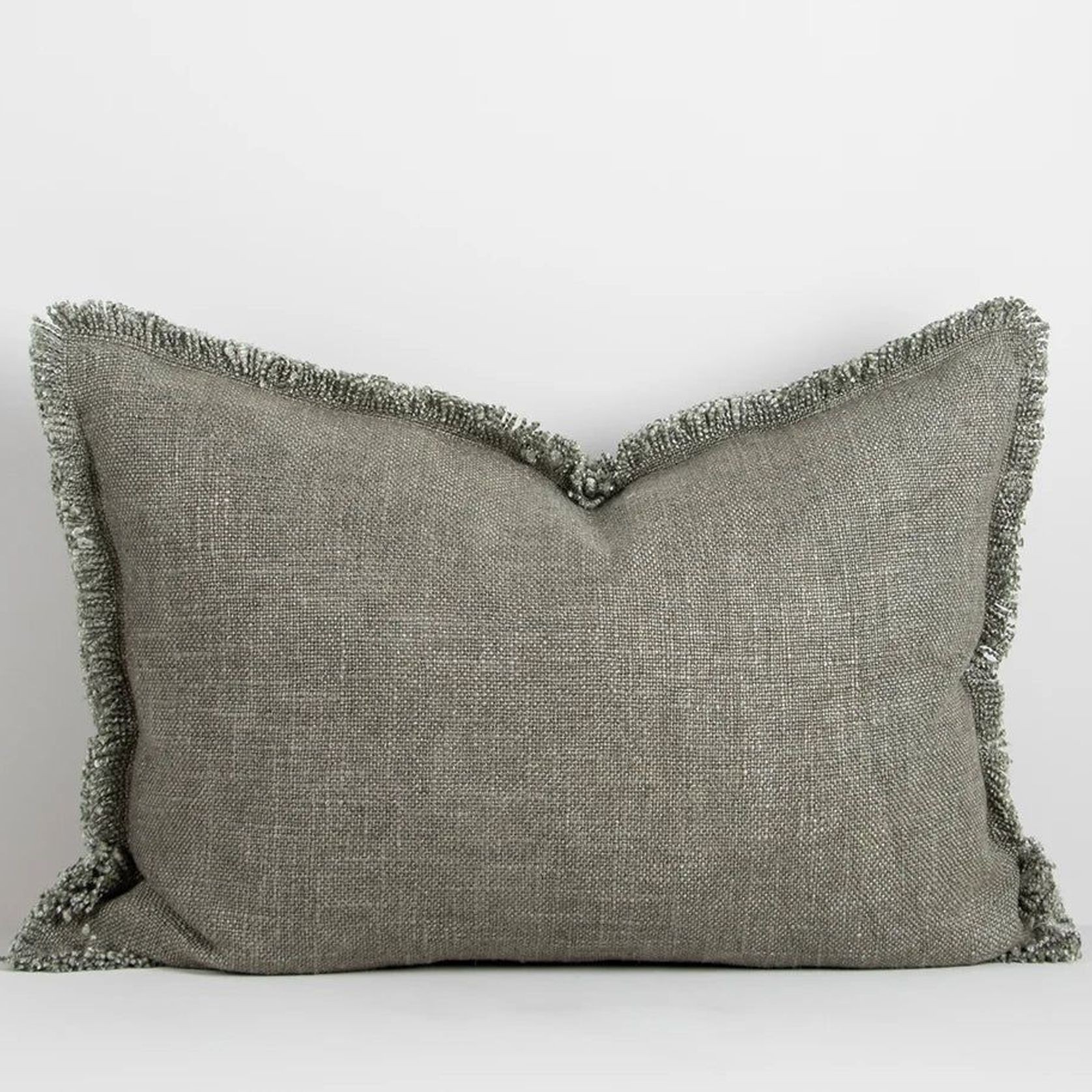 Baya Dover Cushion - Sage | Lumbar with Fringe gallery detail image