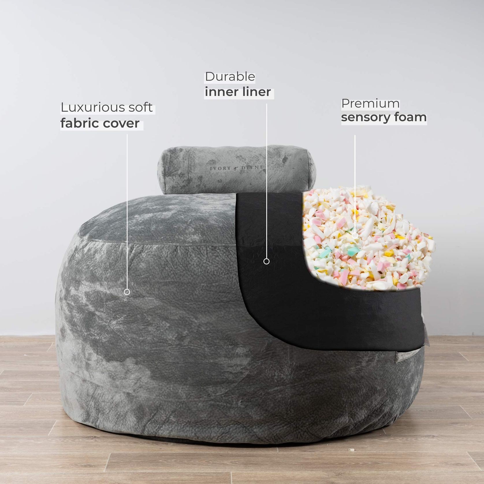 DreamPod™ - Grey - Sensory Foam Filling Included gallery detail image
