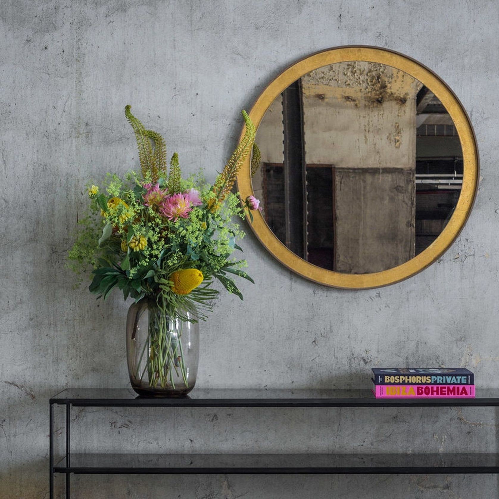 Gold Leaf Round Wall Mirror gallery detail image
