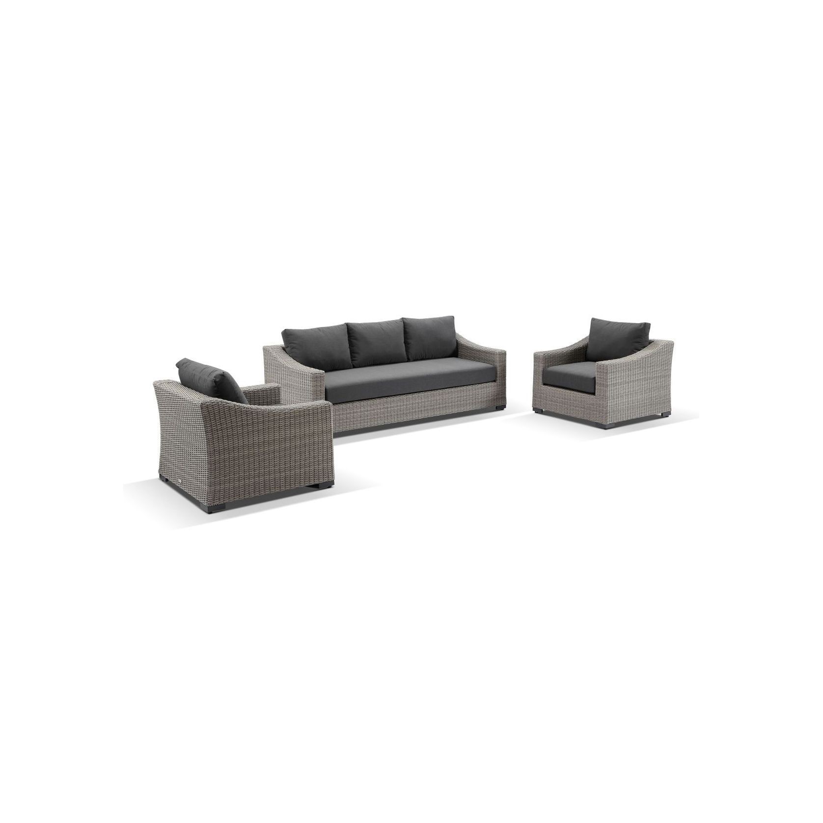 Hahei 3-Seater Lounge Set - Canvas Coal gallery detail image