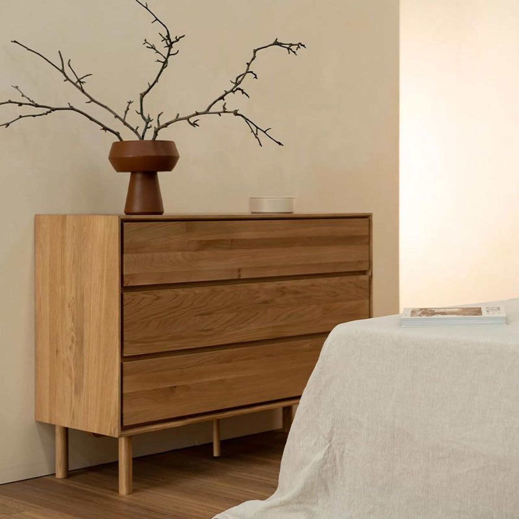 Harmony 3 Drawer Chest - Oak gallery detail image