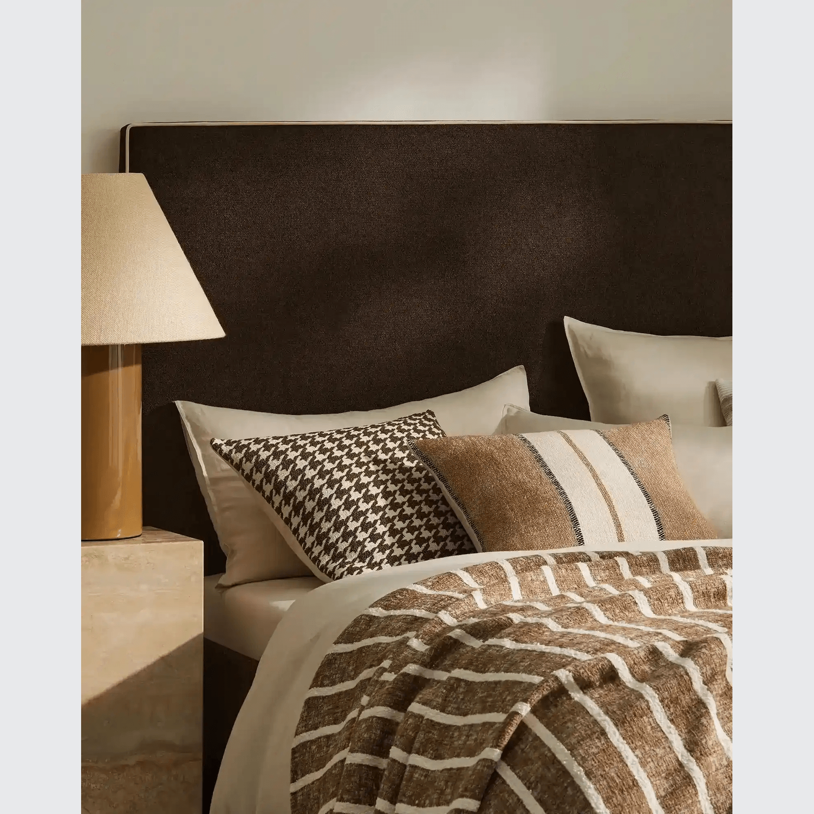Weave Home Ottavio Cushion - Cocoa | Textured Stripe gallery detail image