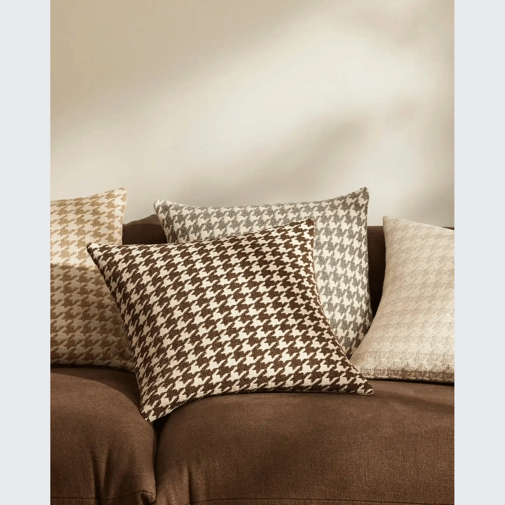 Weave Home Giovanni Cushion - Cocoa | Bouclé Houndstooth gallery detail image