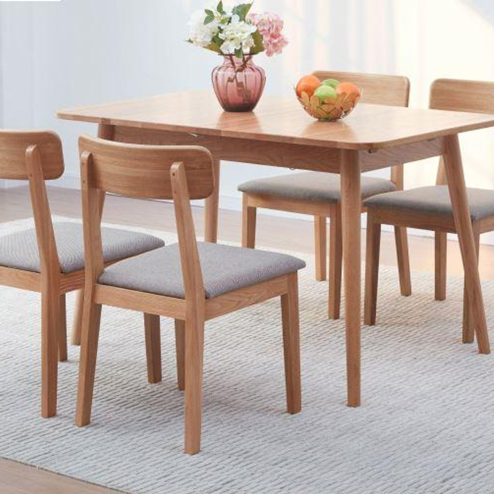 Humbie Natural Solid Oak Dining Chair With Fabric Pad gallery detail image
