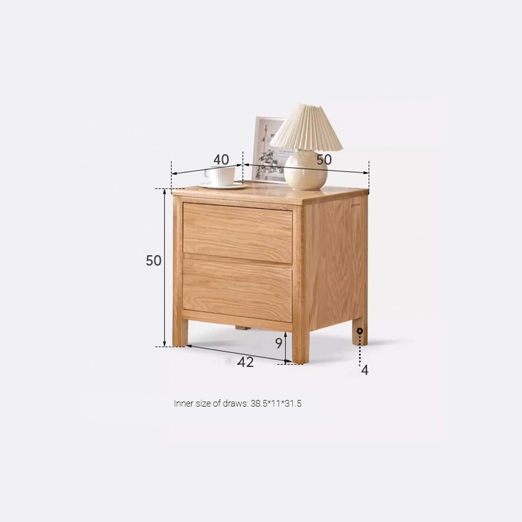 Humbie Natural Solid Oak Large Bedside Table gallery detail image