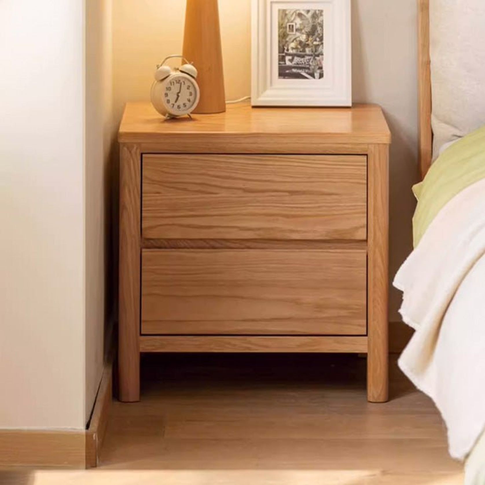Humbie Natural Solid Oak Large Bedside Table gallery detail image
