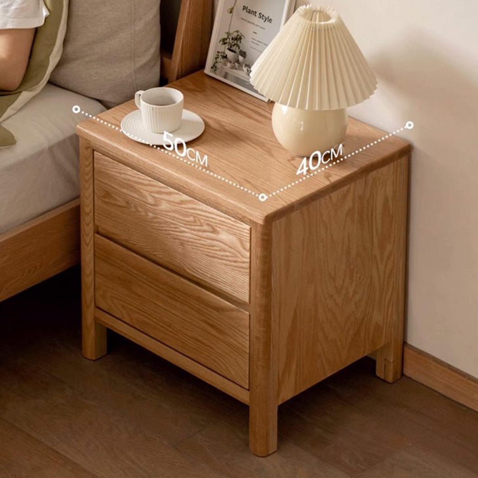 Humbie Natural Solid Oak Large Bedside Table gallery detail image