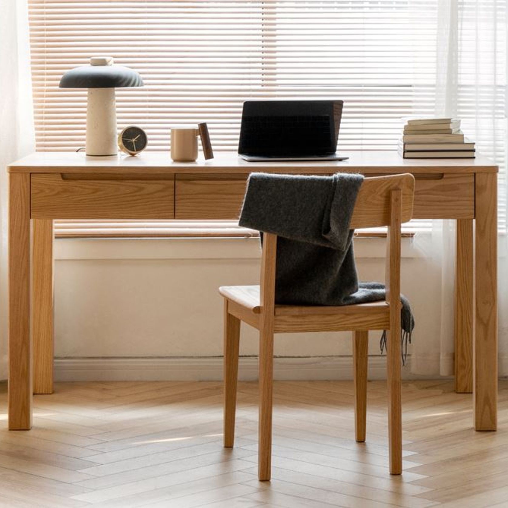 Humbie Solid Oak Study Desk gallery detail image