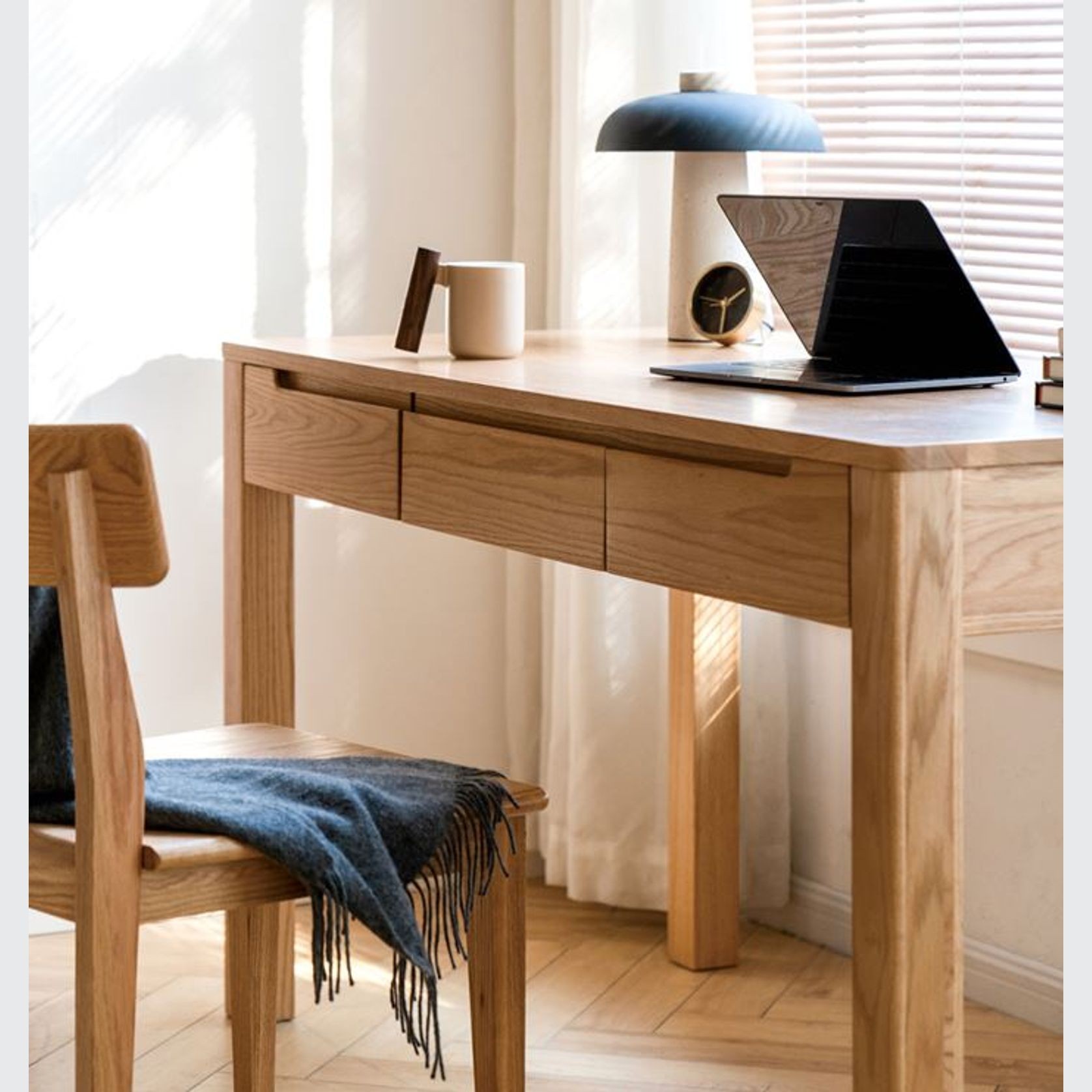 Humbie Solid Oak Study Desk gallery detail image