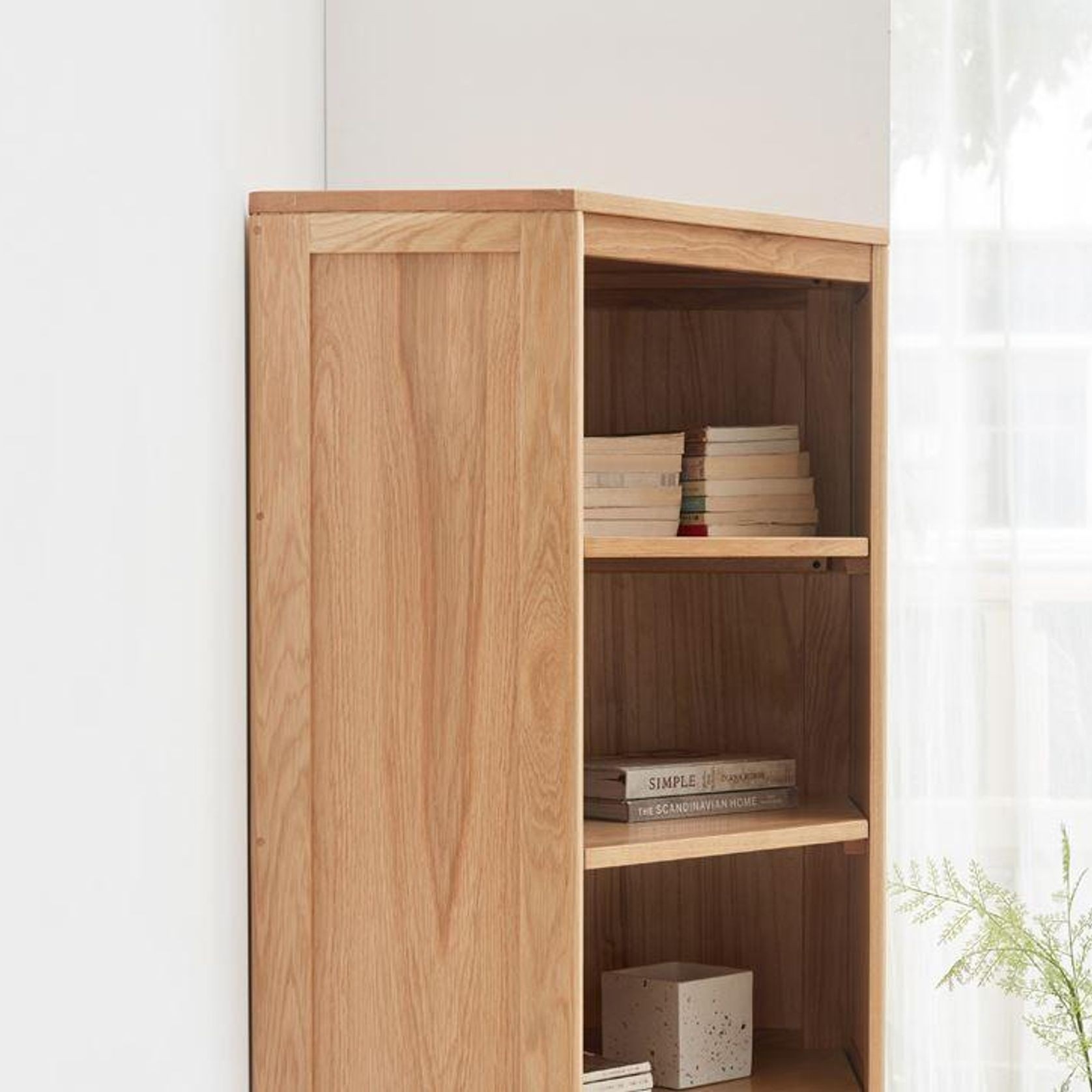 Humbie Solid Oak Corner Bookcase gallery detail image