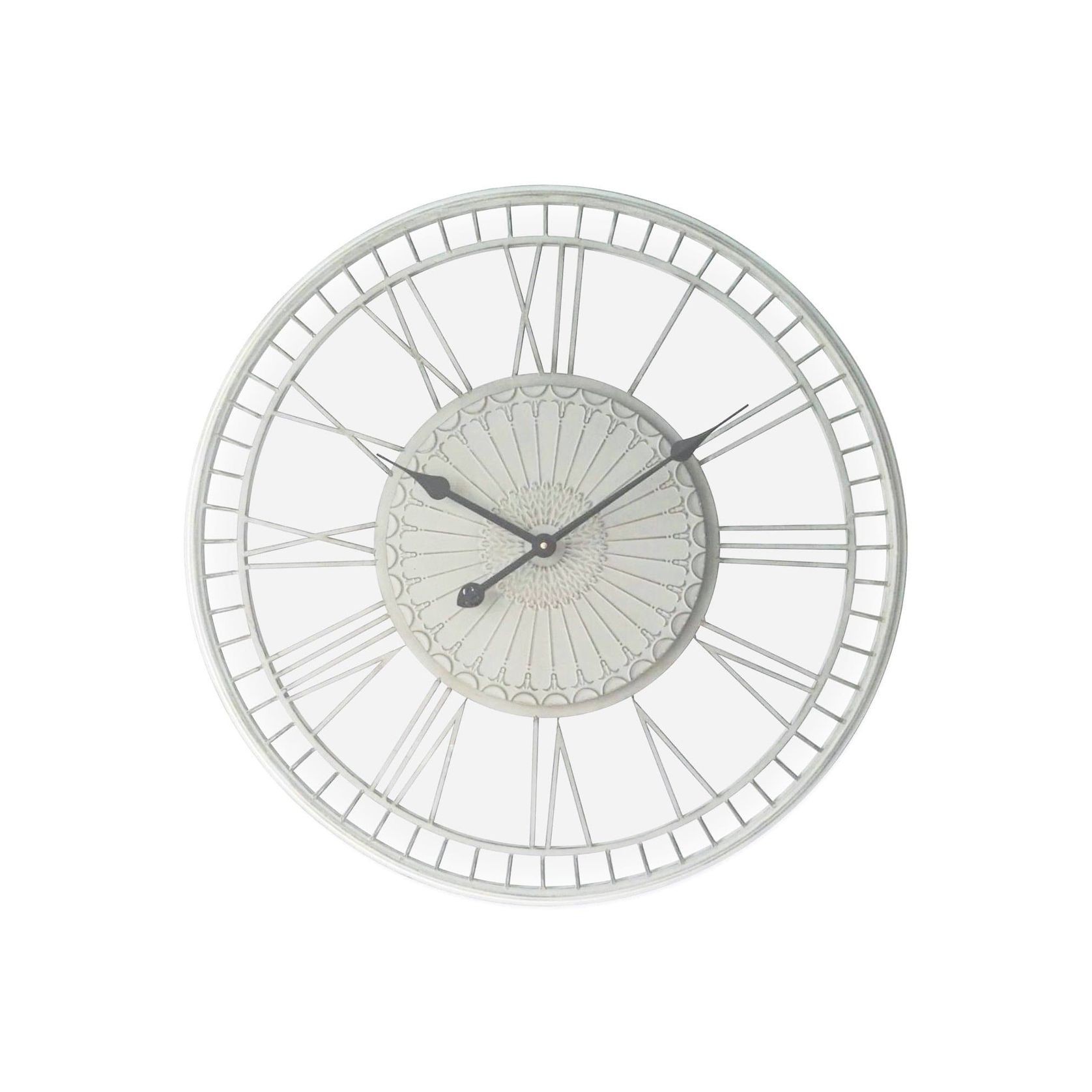 Tuscany | Large Metal Wall Clock - Distressed Cream gallery detail image