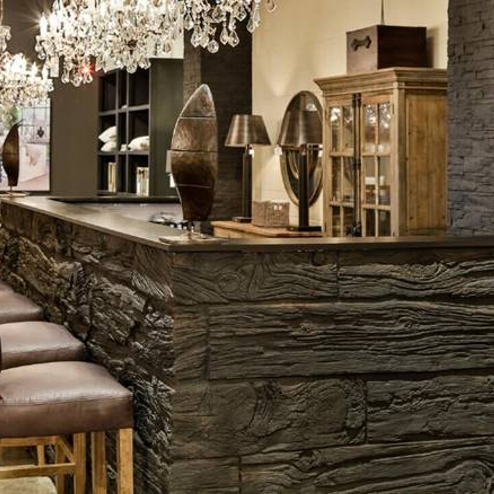Wooden Sleeper Wall Panels by Muros | Black Stain Wood gallery detail image