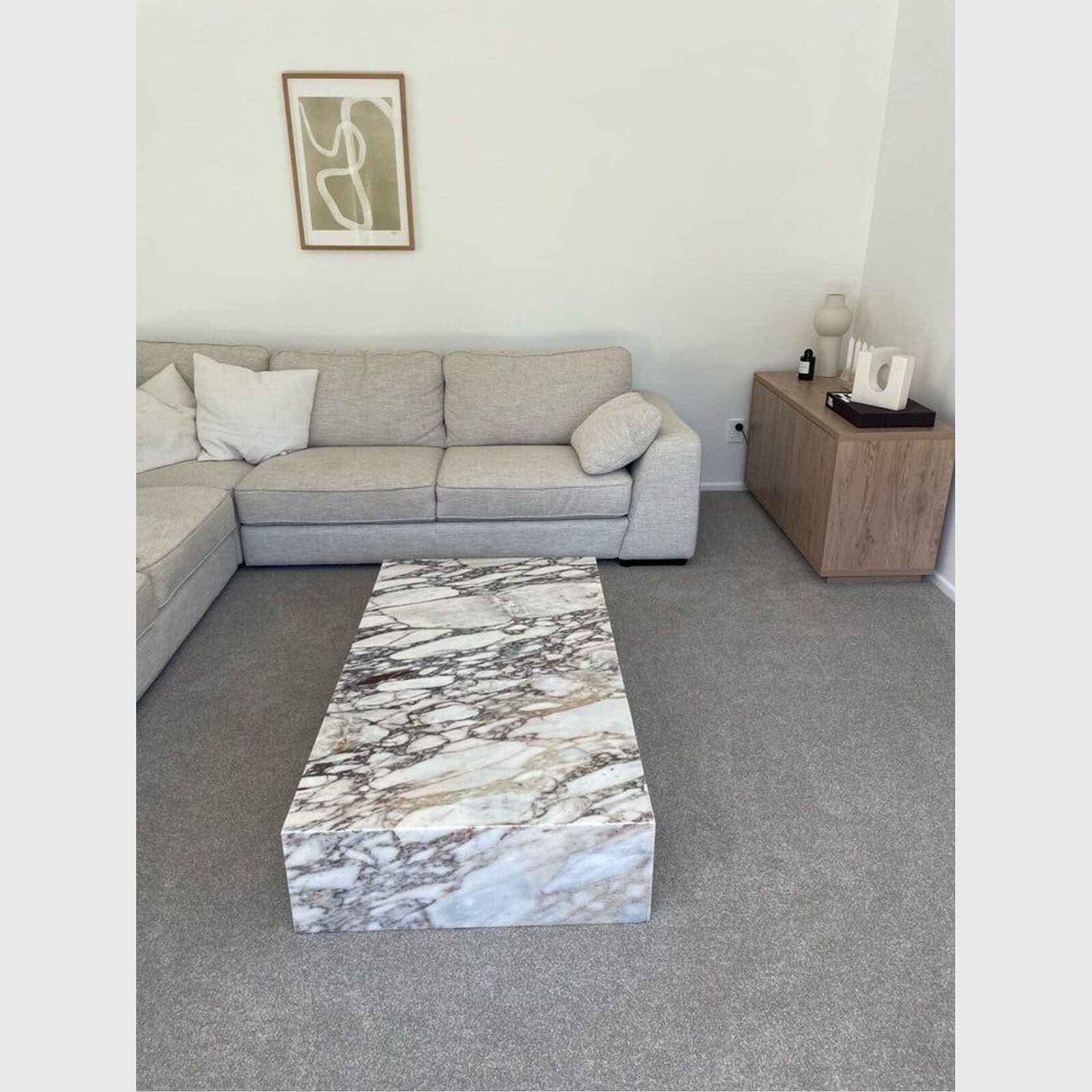 Block Coffee Table - Viola Calacatta Marble - Large | Natural Stone Co. gallery detail image