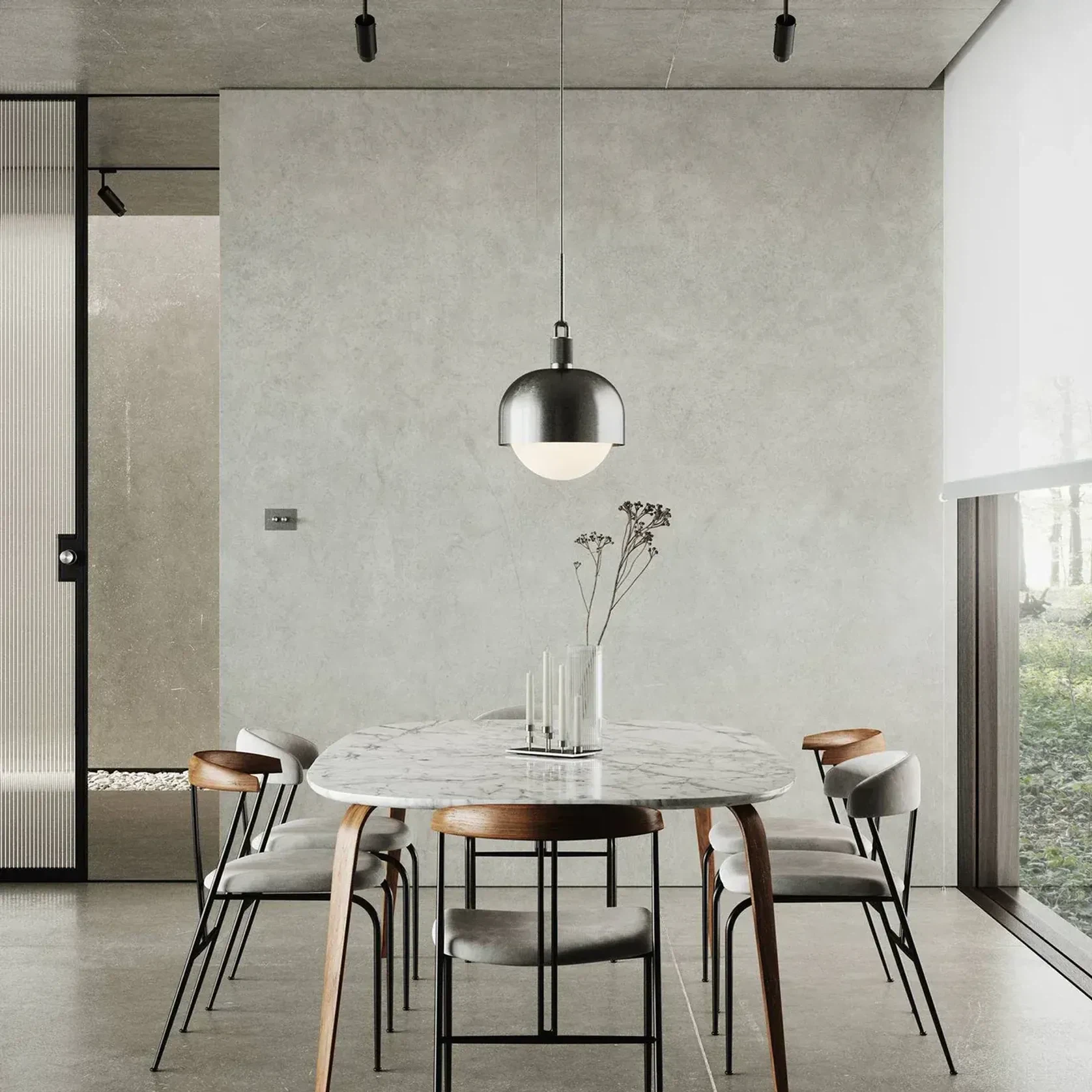 Forked Shade and Globe Pendant gallery detail image