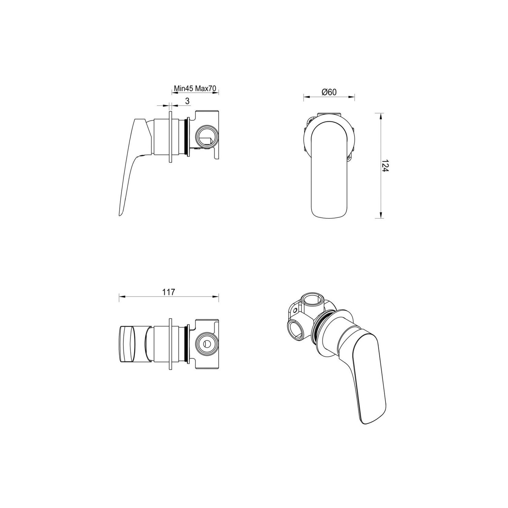 Kaza Shower Mixer | Round Plate | Trim Kit Only gallery detail image