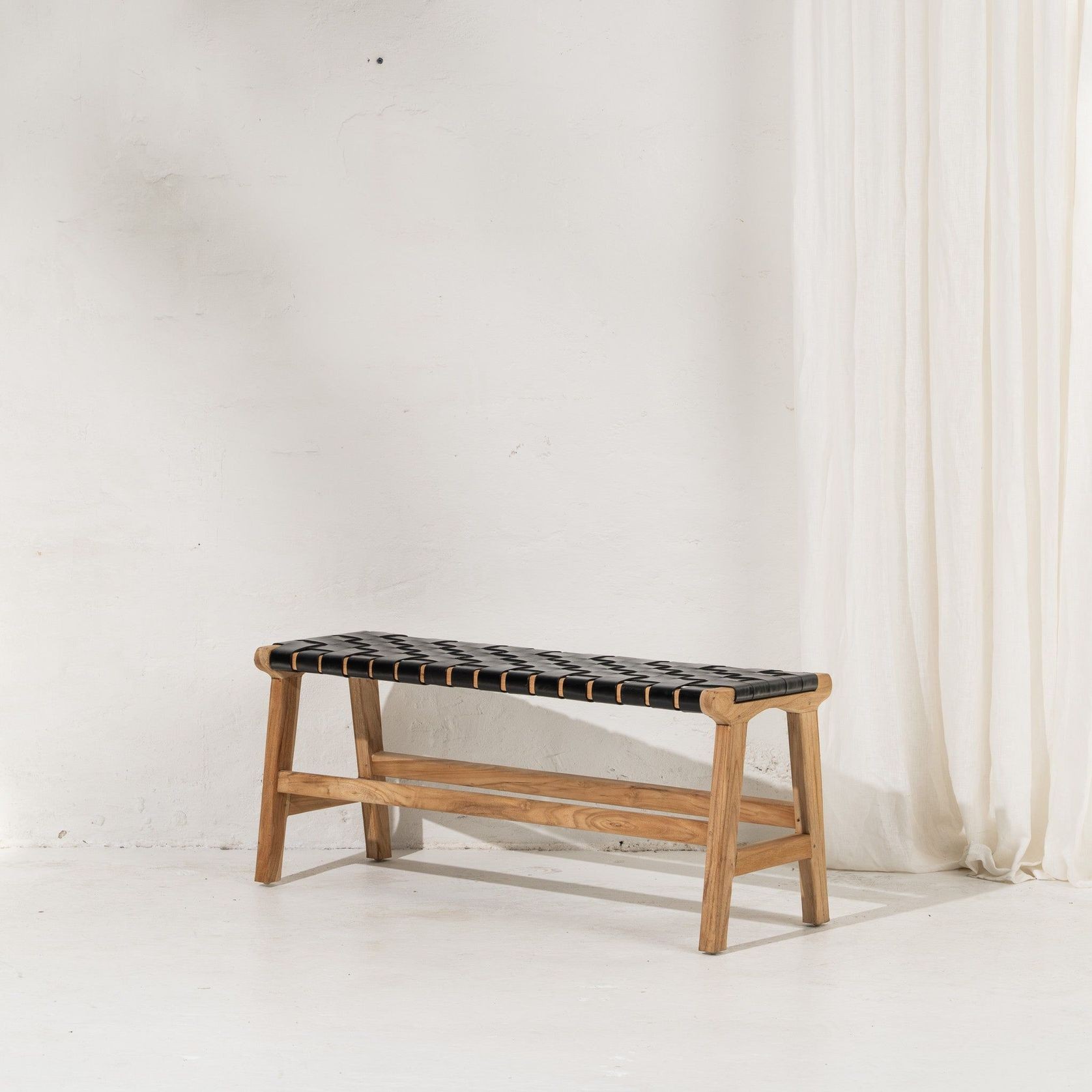 Kemi Black Leather Bench gallery detail image
