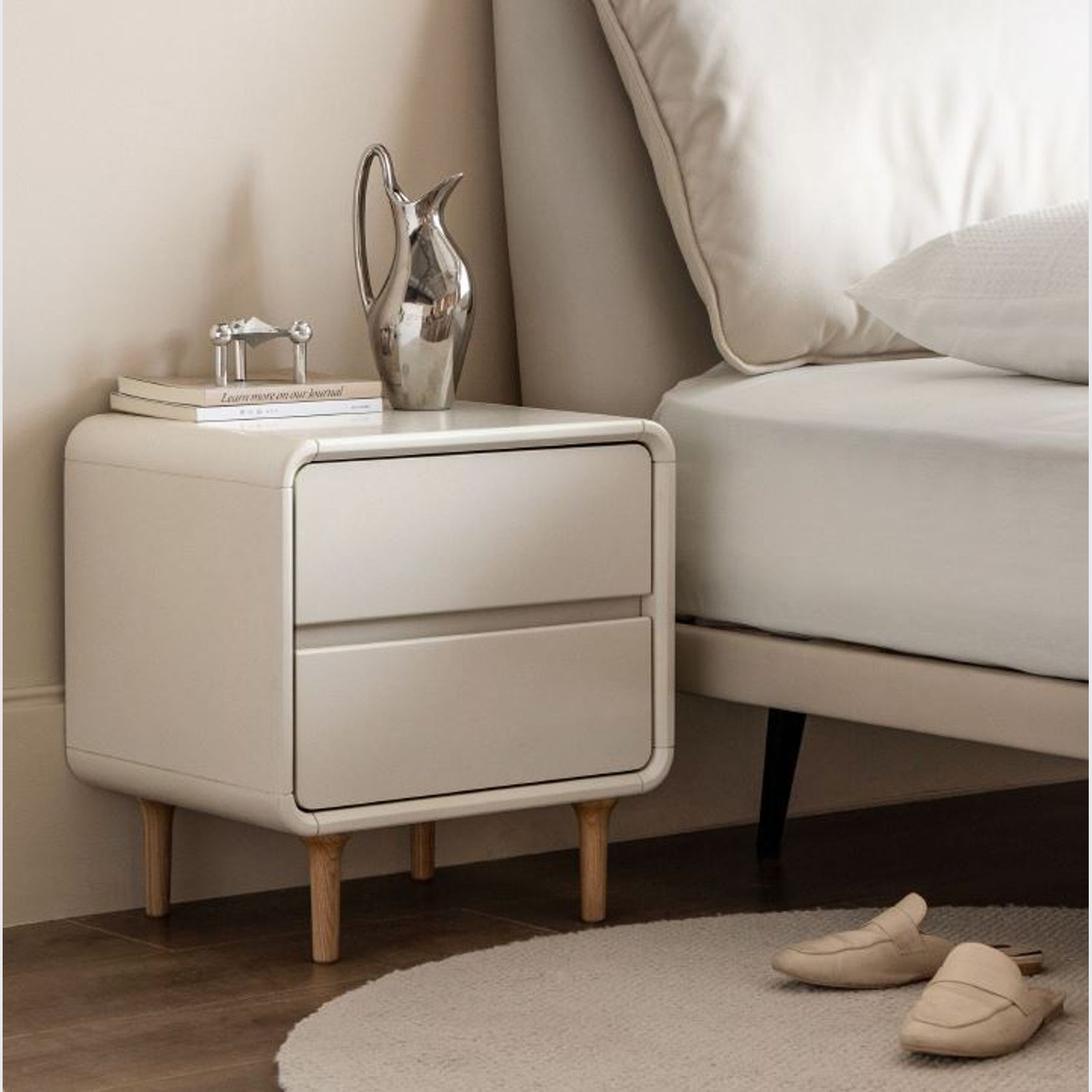 Kemi Cream Tulip Poplar Painted Bedside Table gallery detail image