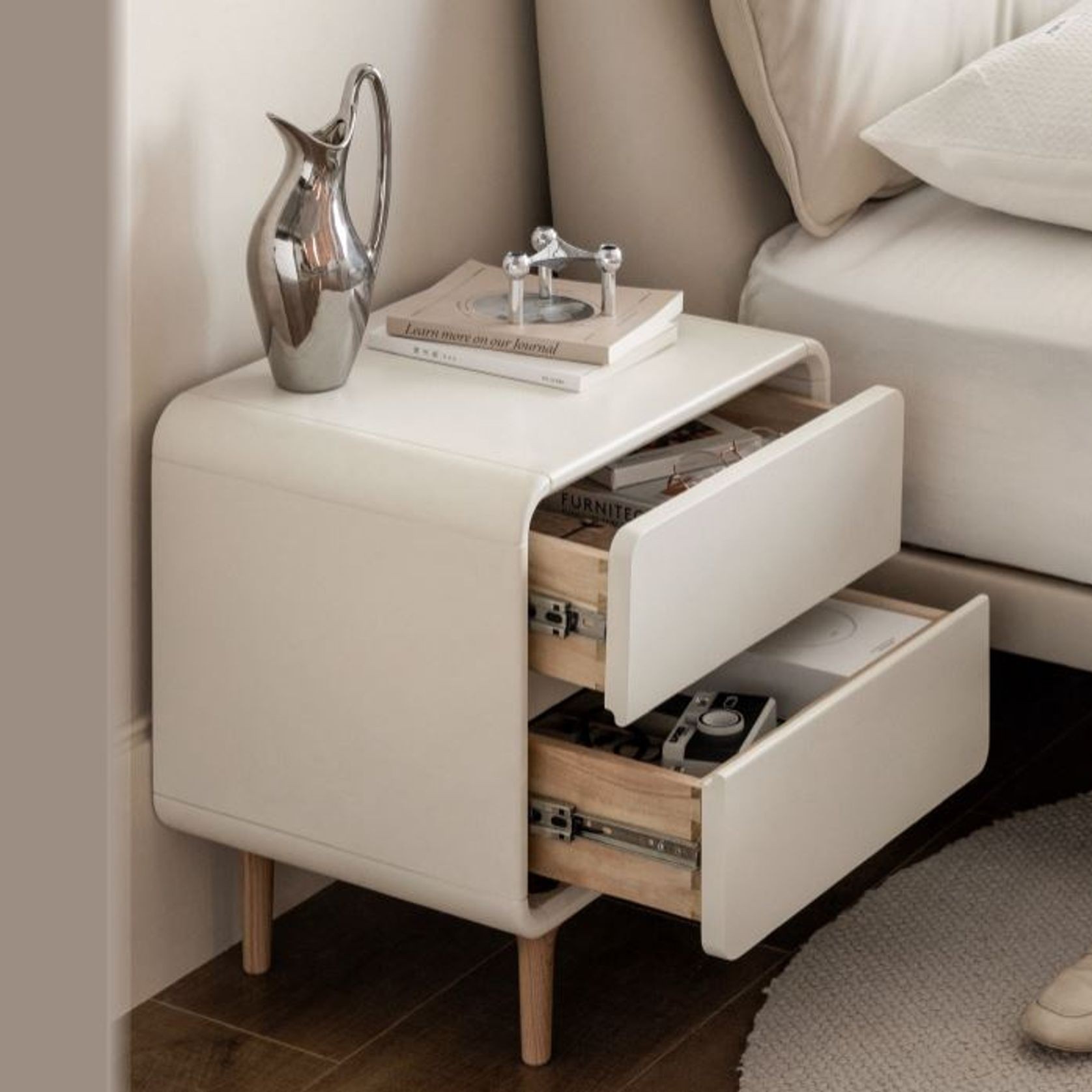 Kemi Cream Tulip Poplar Painted Bedside Table gallery detail image