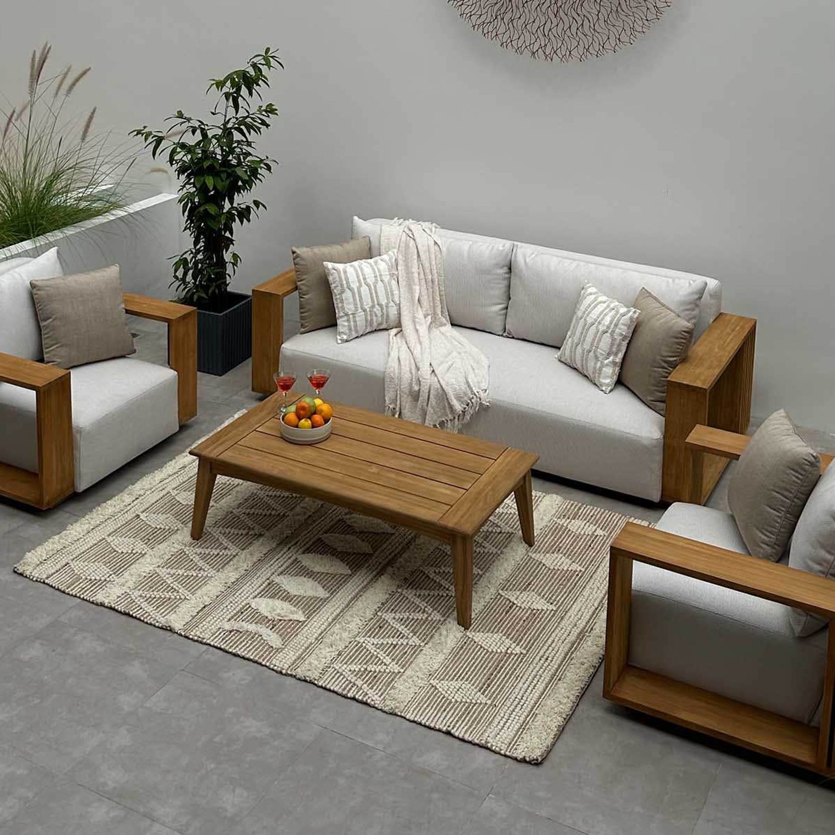 Kendari 4pc Teak Outdoor Lounge Setting gallery detail image