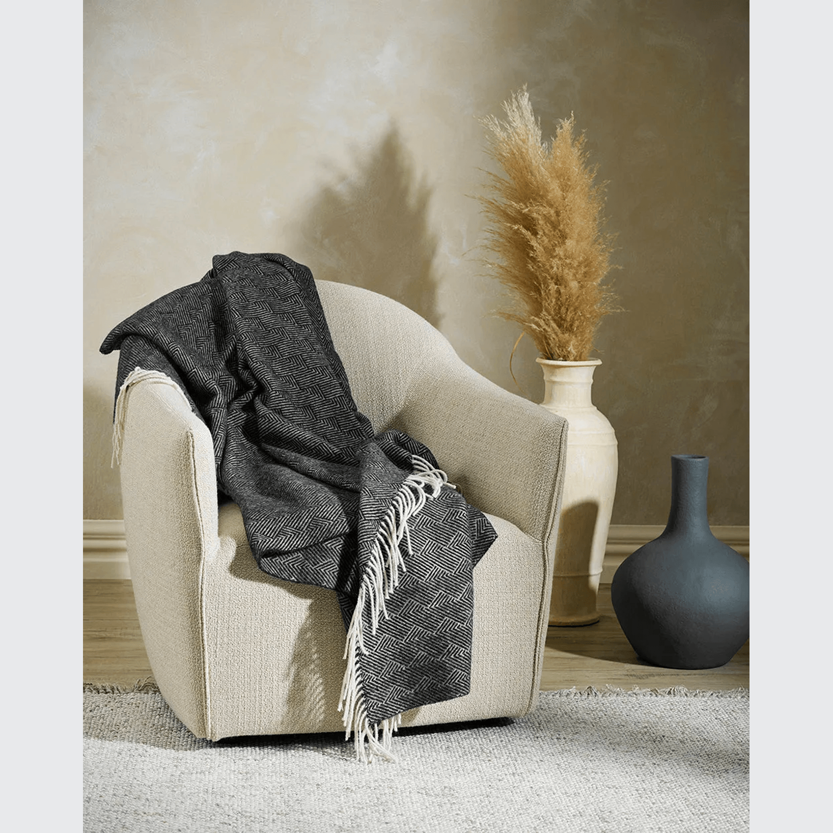 Baya Lana Throw Blanket - Licorice | 100% NZ Wool gallery detail image