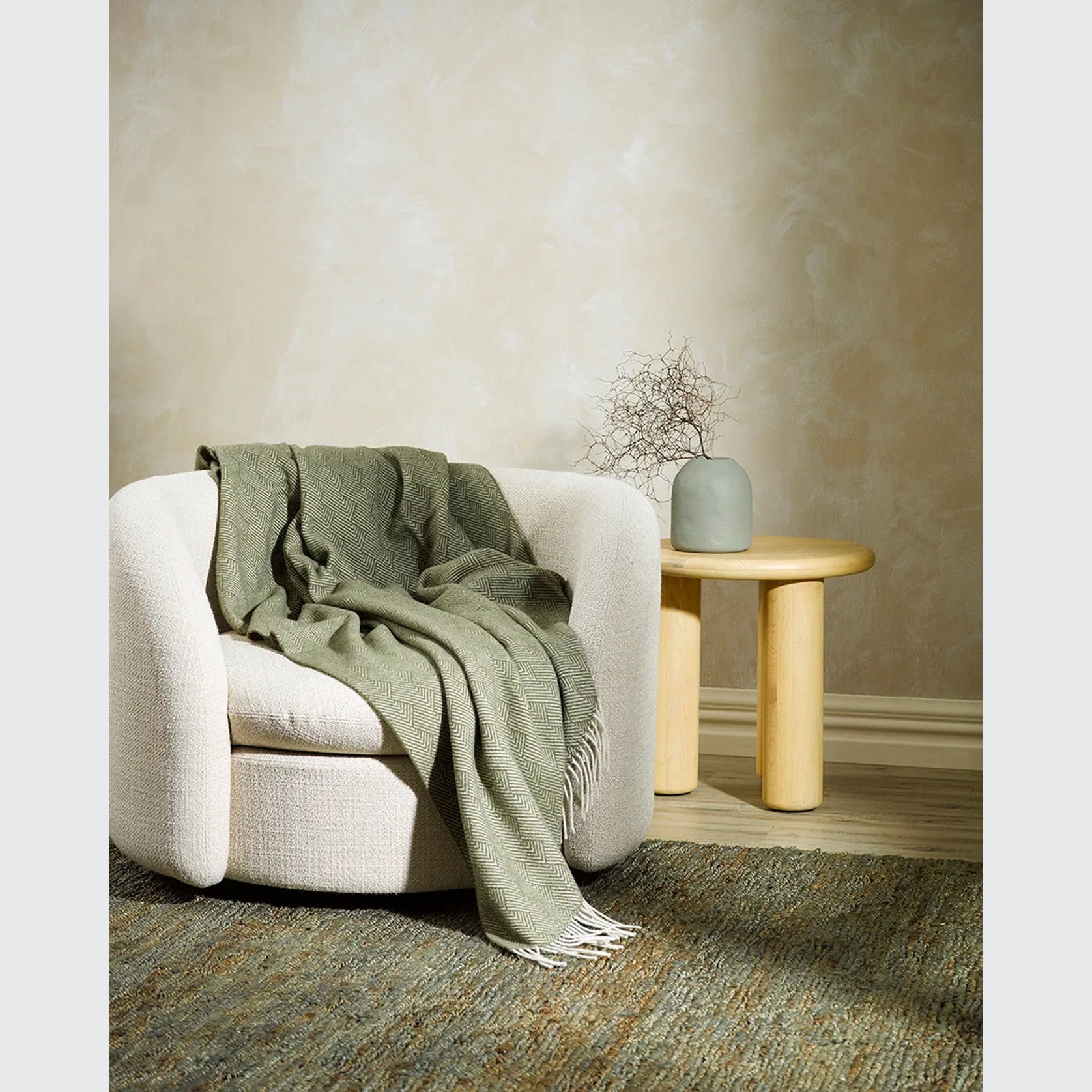 Baya Lana Throw Blanket - Moss | 100% NZ Wool gallery detail image