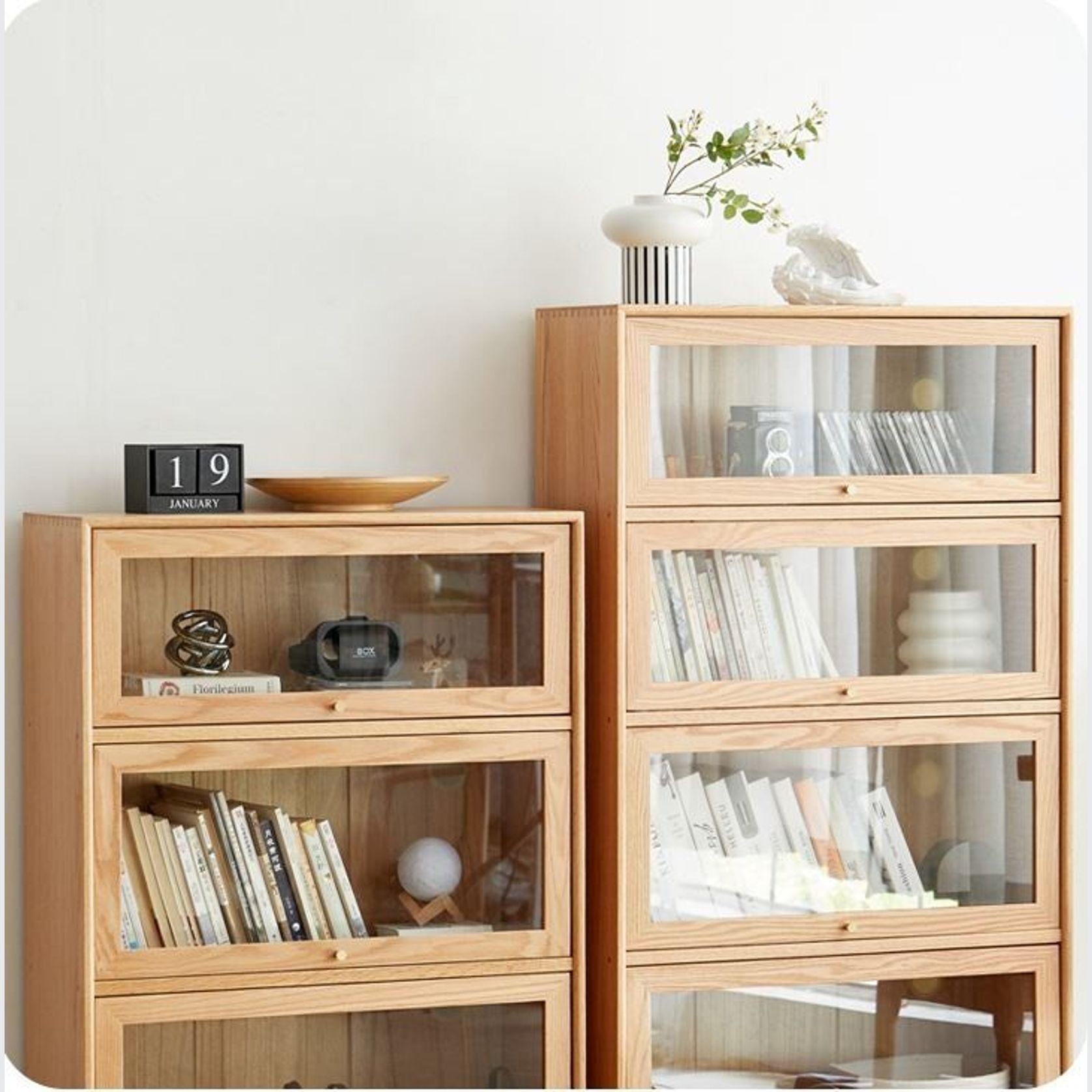 Latvia Designer Natural Solid Oak Display Bookcase Cabinet gallery detail image