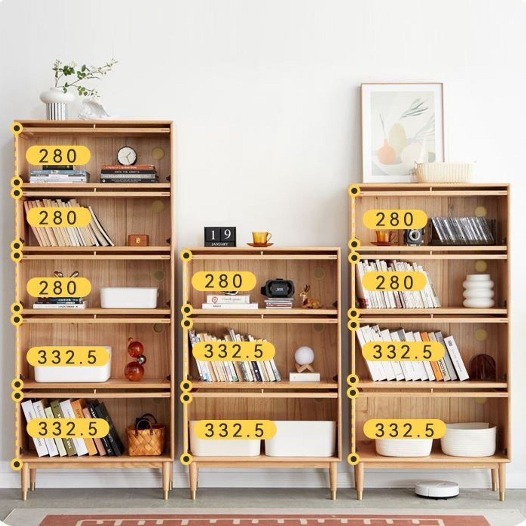 Latvia Natural Solid Oak Display Bookcase Cabinet gallery detail image