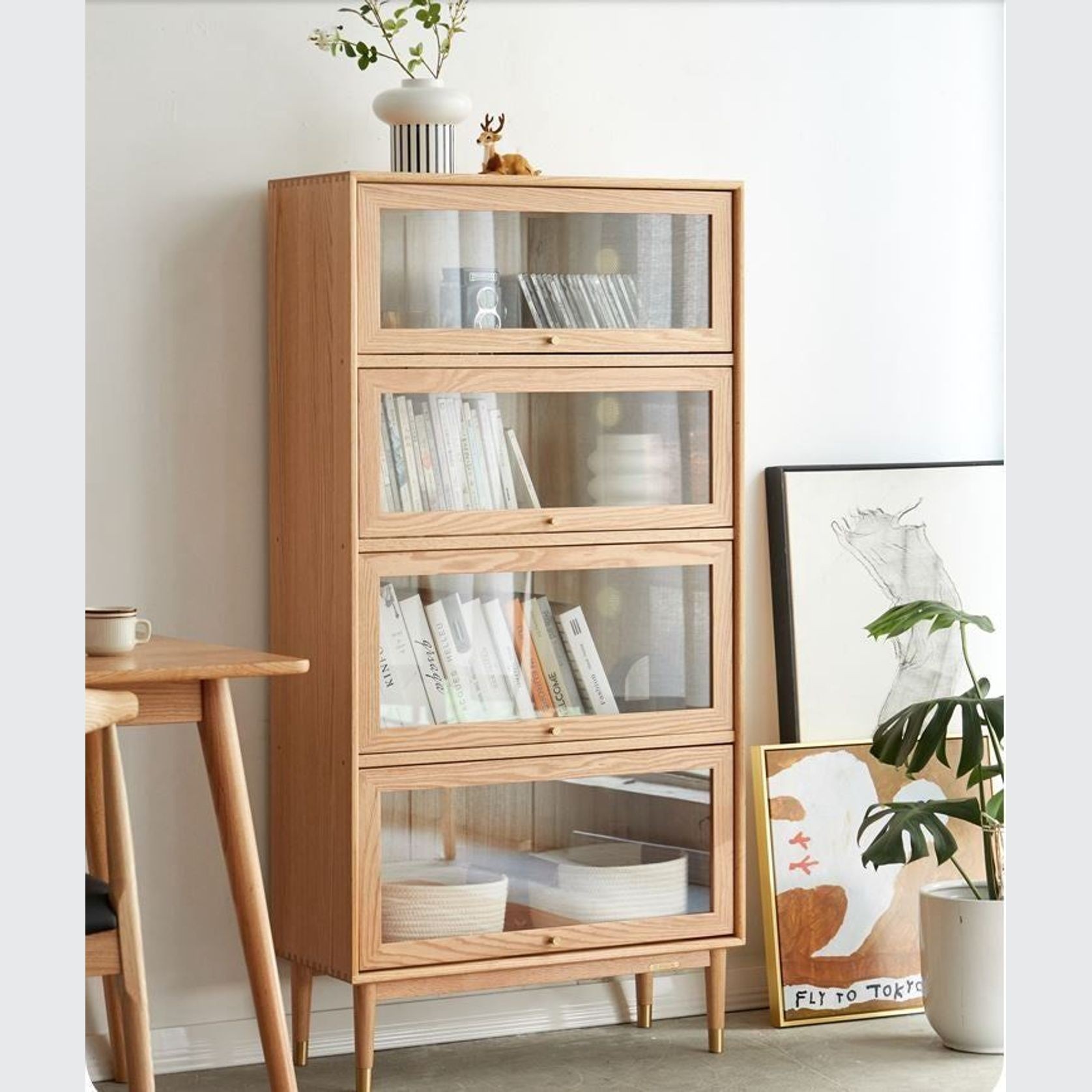 Latvia Designer Natural Solid Oak Display Bookcase Cabinet gallery detail image