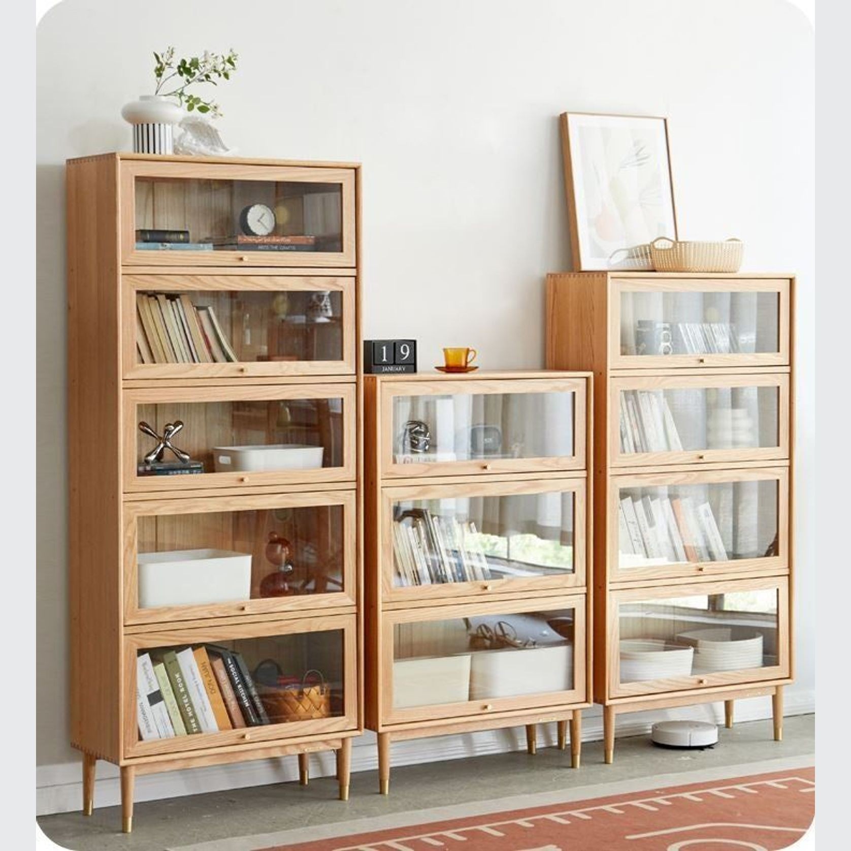 Latvia Natural Solid Oak Display Bookcase Cabinet gallery detail image