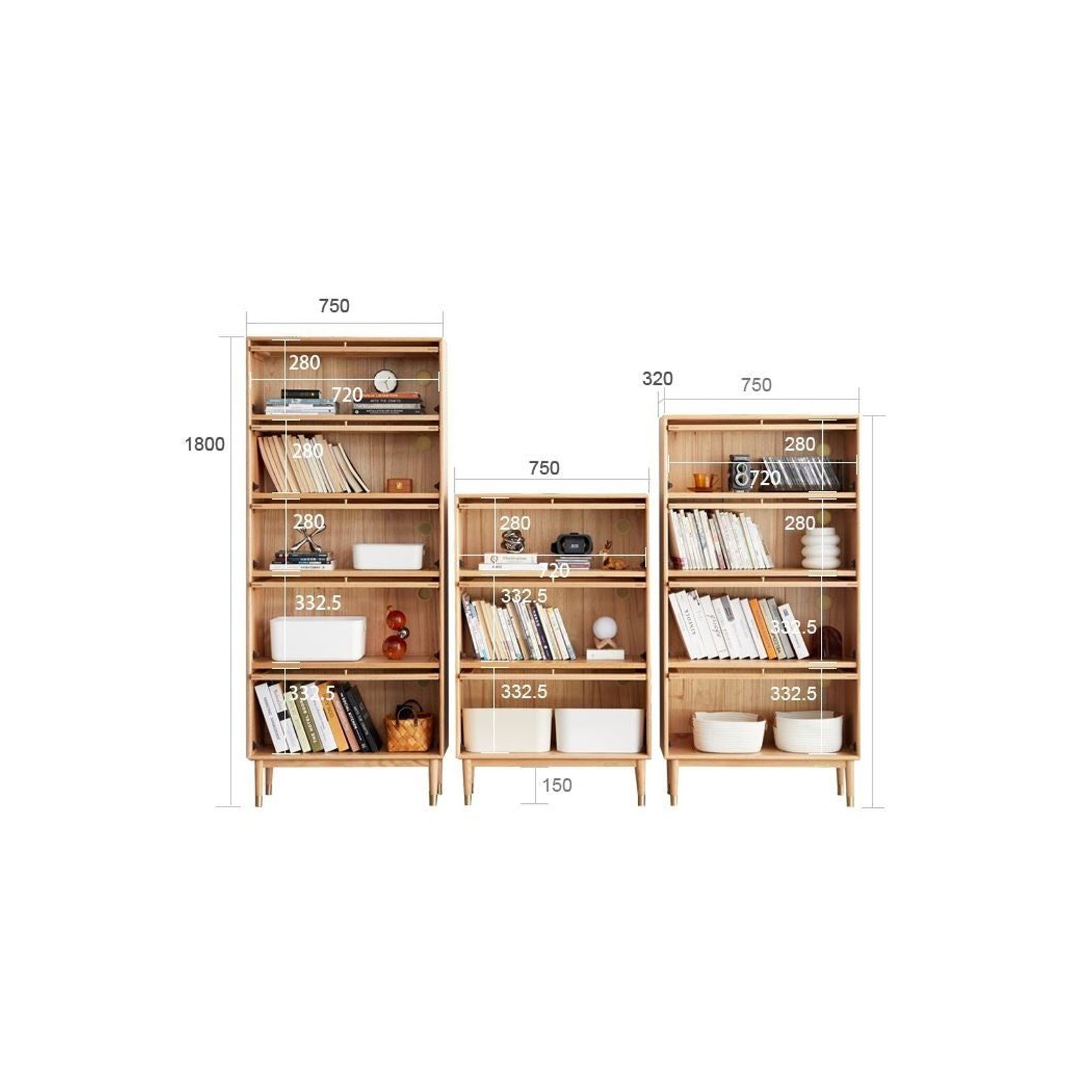 Latvia Natural Solid Oak Display Bookcase Cabinet gallery detail image