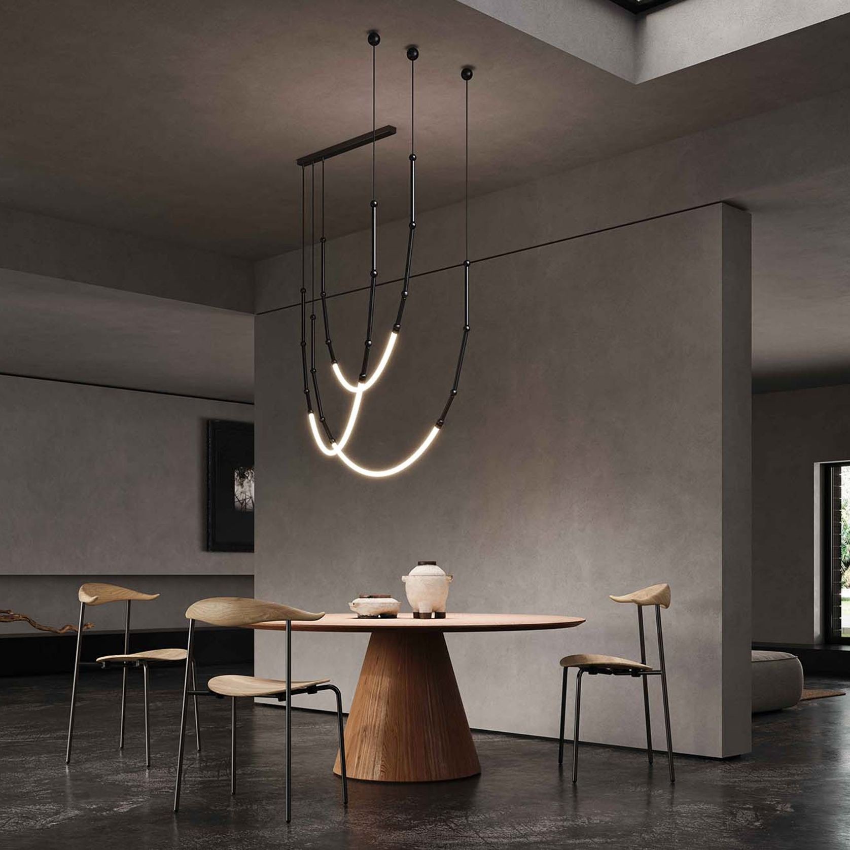 Leda 3lt Curve Pendant Light gallery detail image