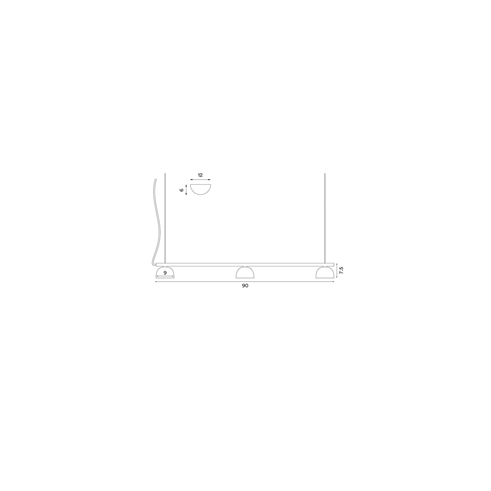 Blush Rail 3lt Pendant Light gallery detail image