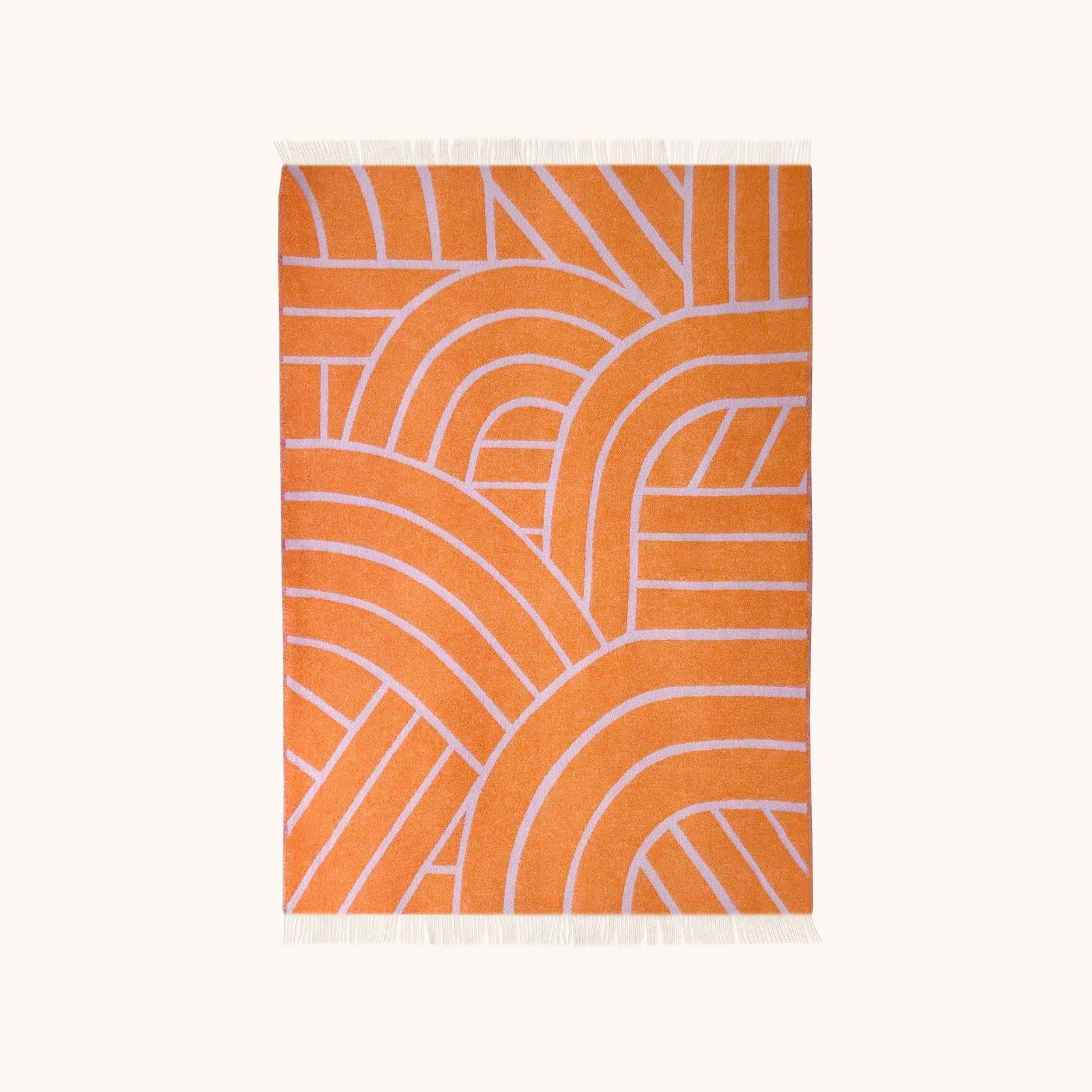 Maison Deux Lines Reversible NZ Wool Throw – Lilac Orange gallery detail image