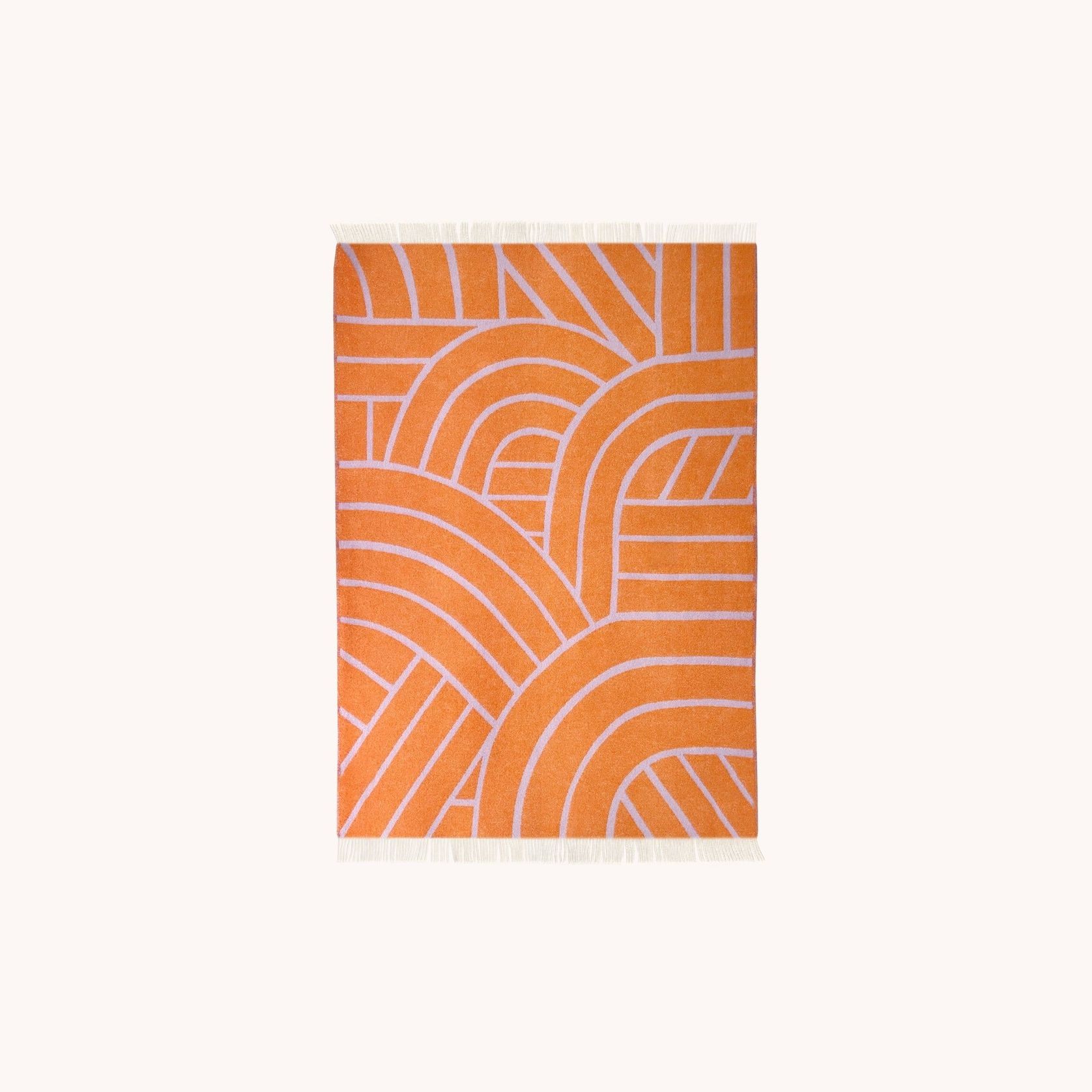 Maison Deux Lines - Lilac Orange | Large Reversible Wool Throw gallery detail image