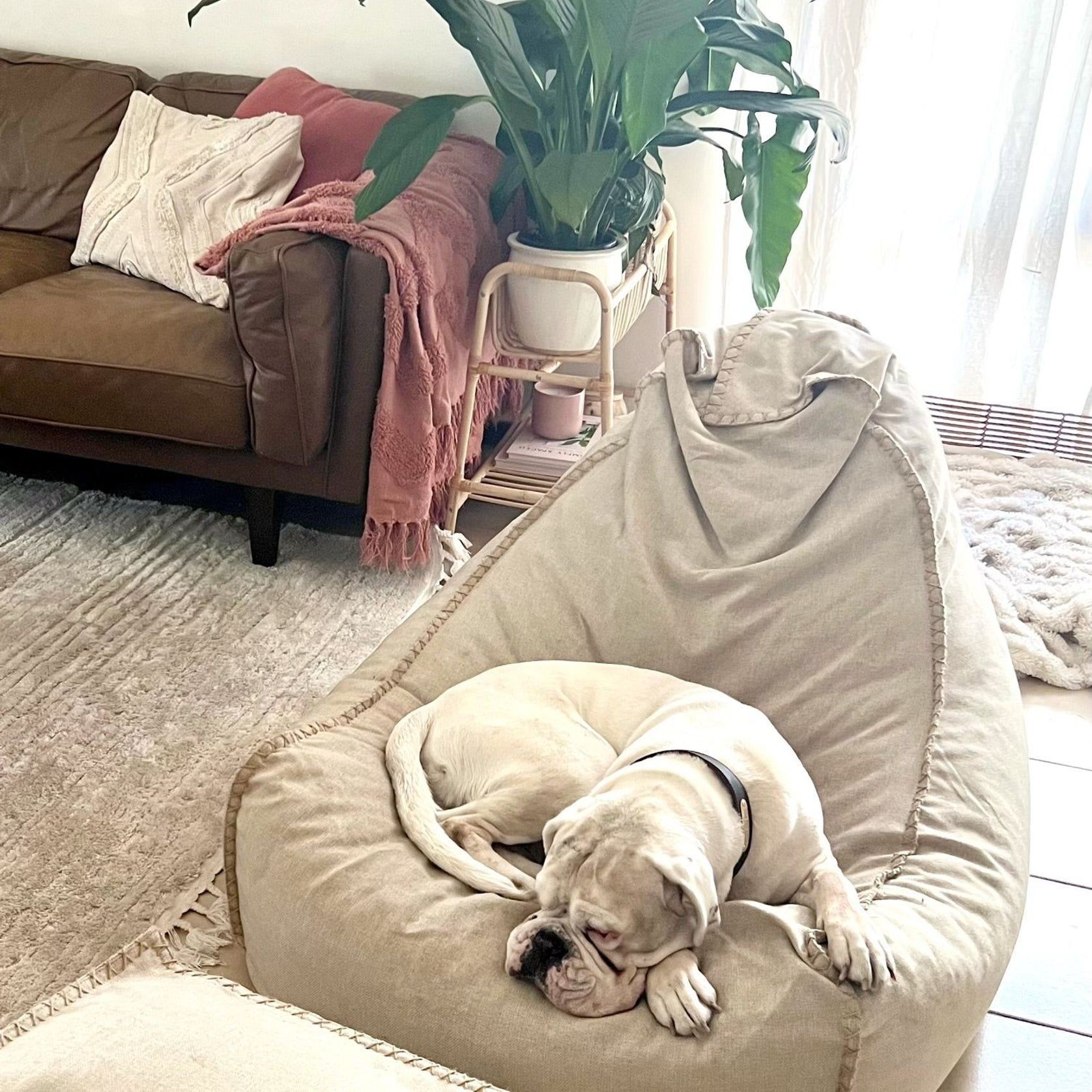 Linen Bean Bag and Ottoman - Natural gallery detail image