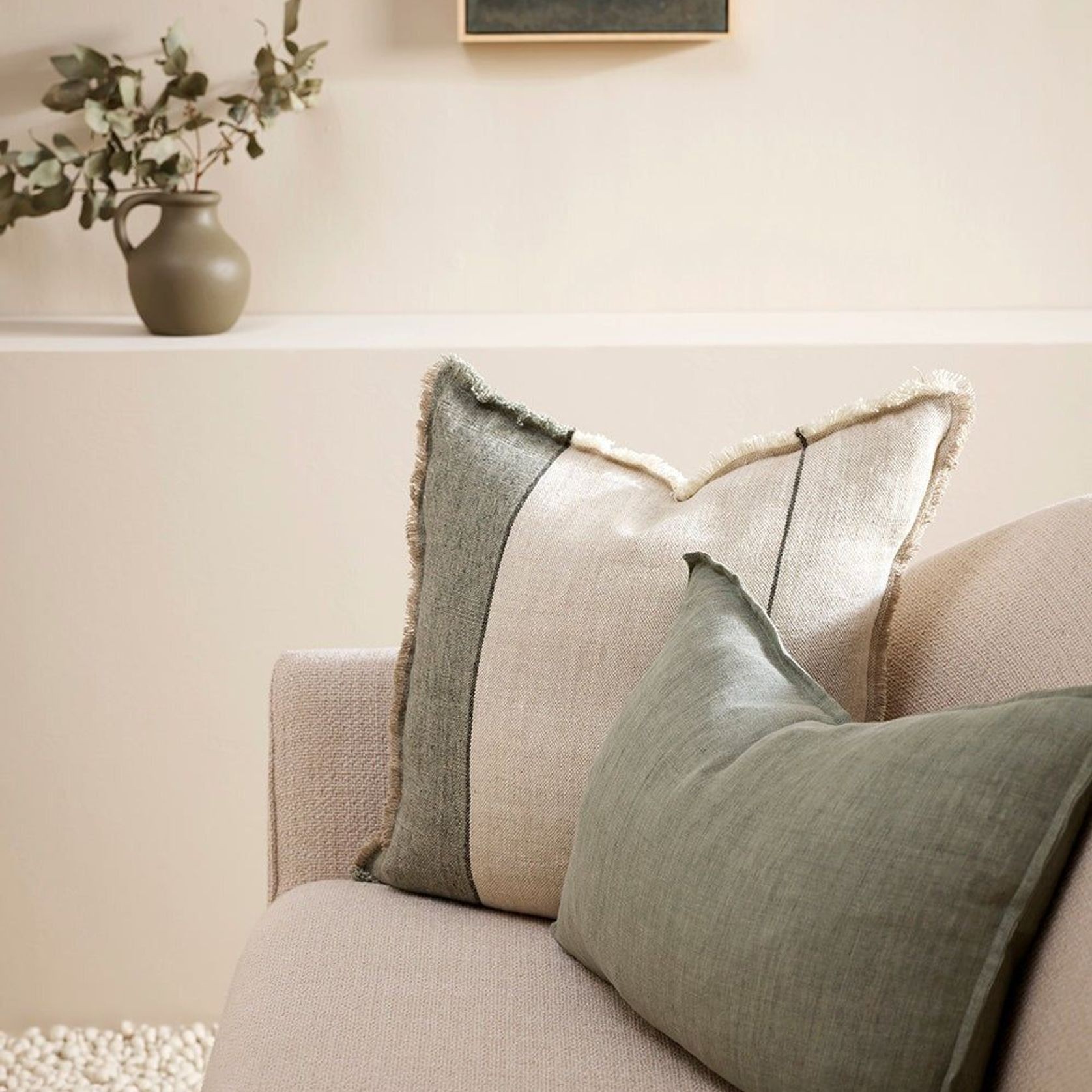 Baya Frankton Linen Cushion - Sage gallery detail image