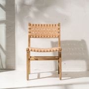 Luka Leather & Teak Chair Natural gallery detail image