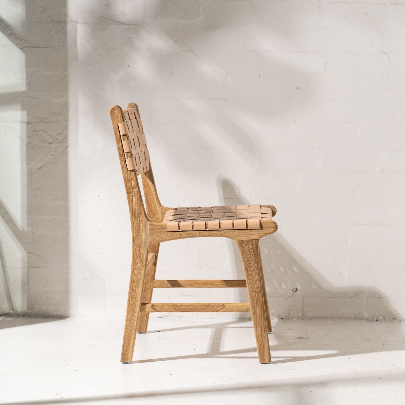 Luka Leather & Teak Chair Natural gallery detail image