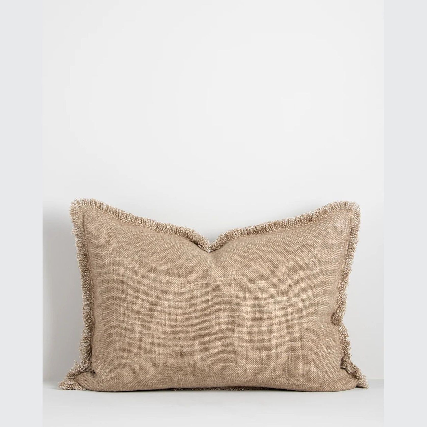 Baya Dover Cushion - Natural | Lumbar with Fringe gallery detail image