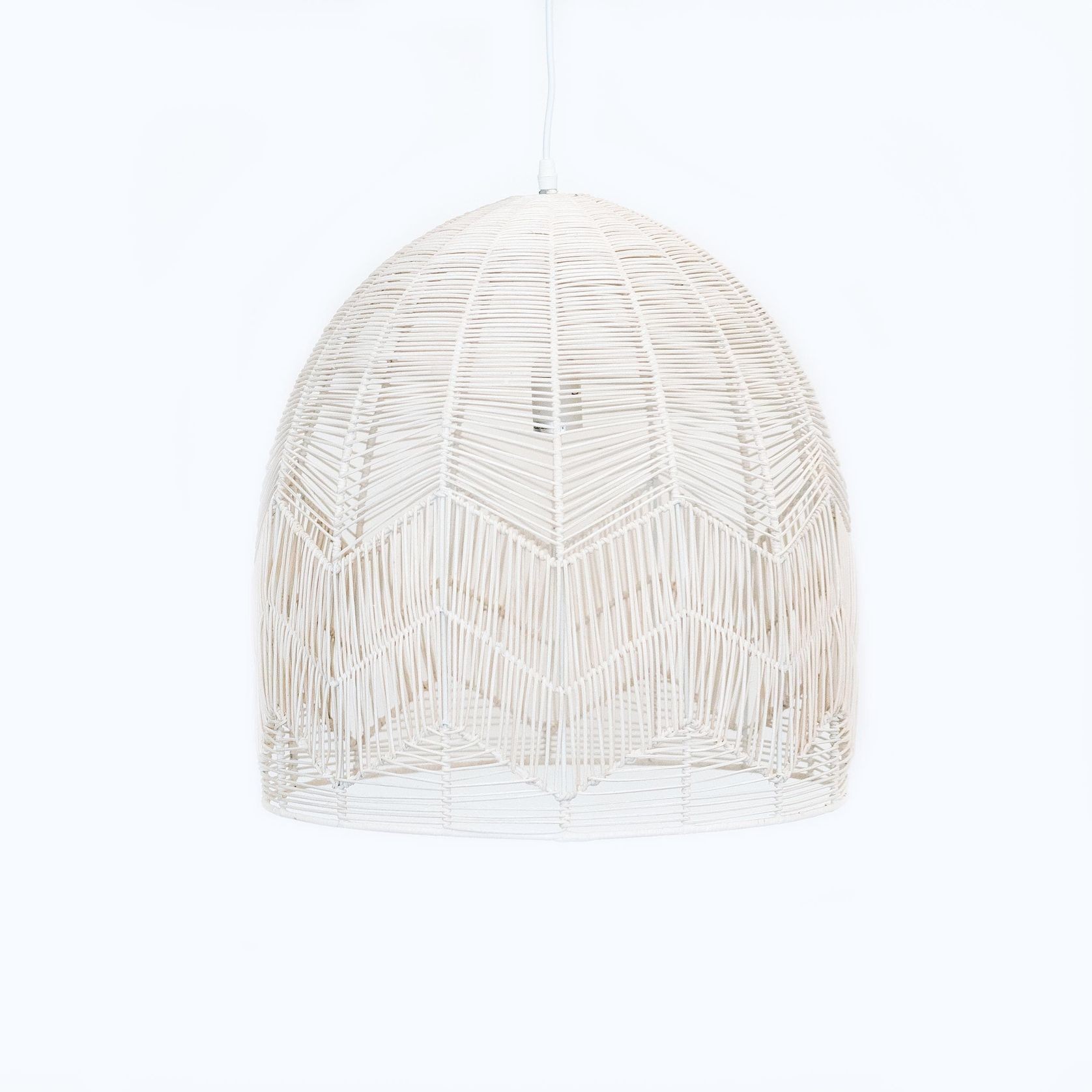 Whitewash Rattan Lace Pendant Light - Amalfi - 2 Sizes gallery detail image