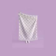 Maison Deux Checkerboard - Lilac | Large Reversible Wool Throw gallery detail image