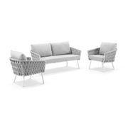 Malmo Rope 2+1+1 Lounge Set - White gallery detail image