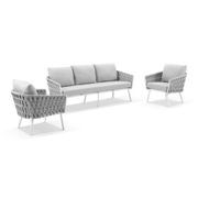 Malmo Rope 3+1+1 Lounge Set - White gallery detail image