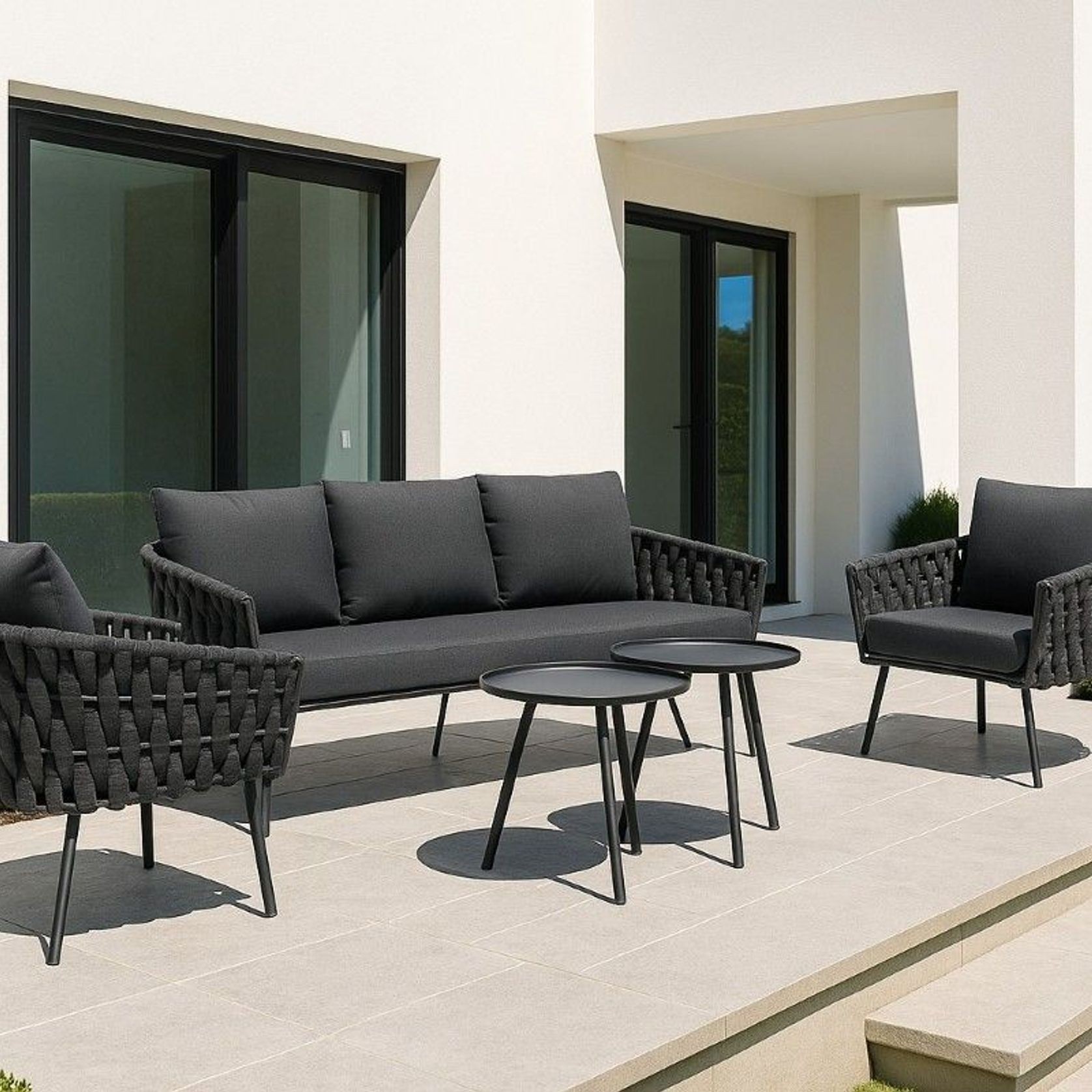 Malmo Rope 3+1+1 Lounge Set - Charcoal gallery detail image