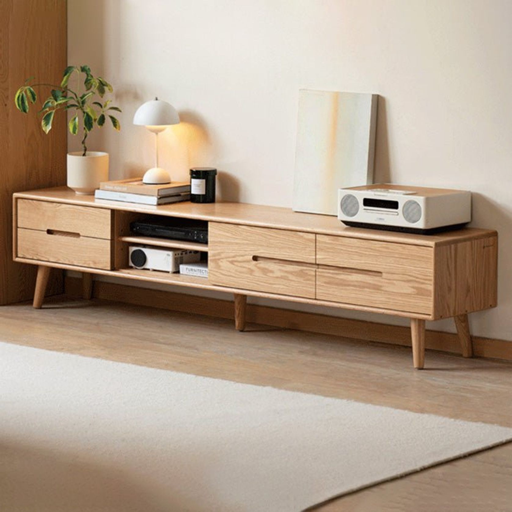 Malmo Natural Solid Oak Entertainment Unit Design Two gallery detail image