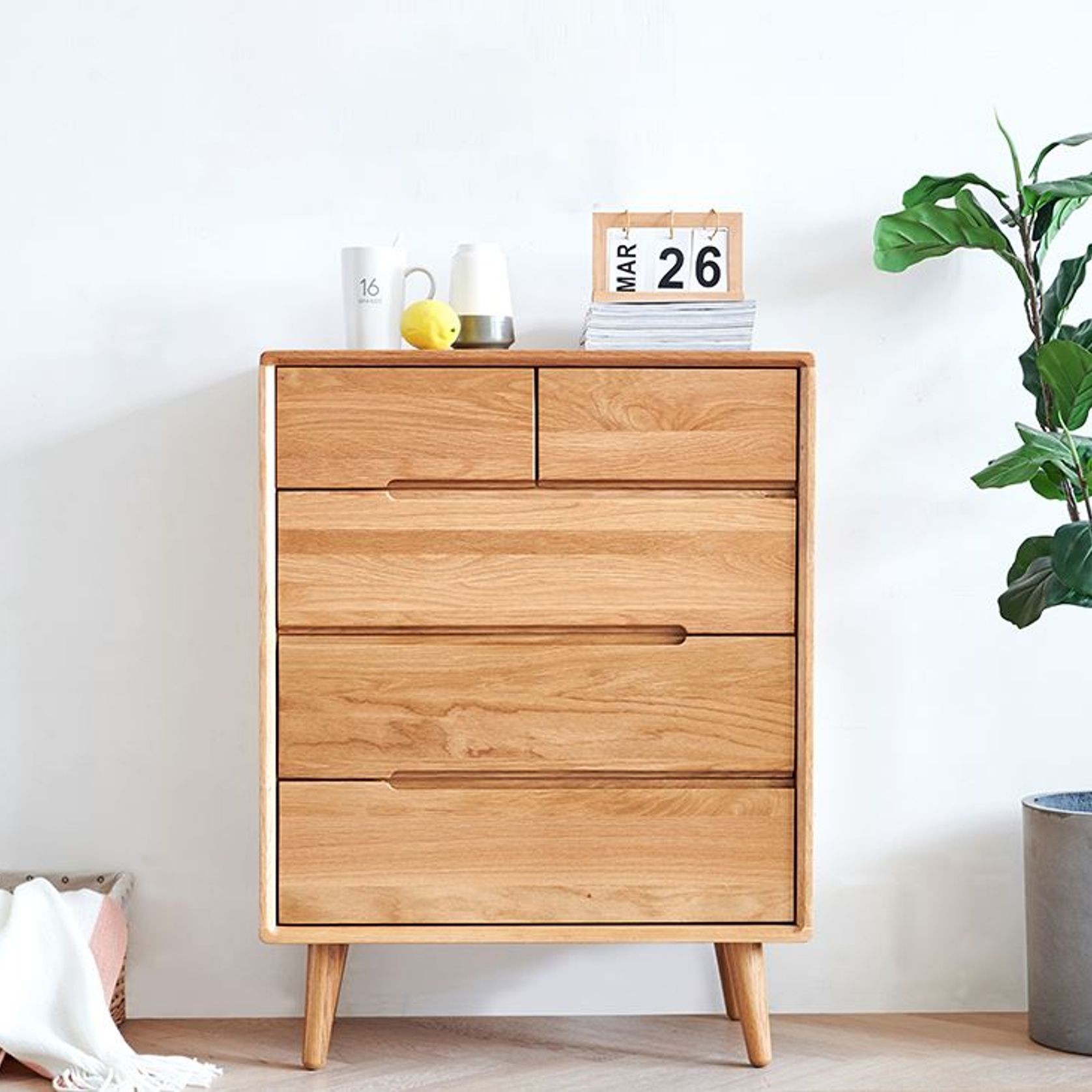 Malmo Natural Solid Oak 2+3 Chest Of Drawers gallery detail image
