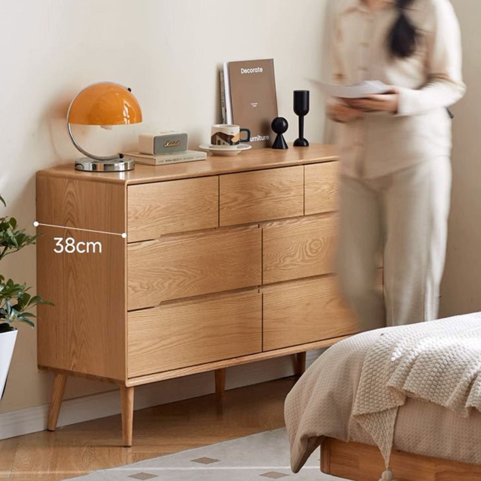 Malmo Natural Solid Oak 3+4 Chest of Drawers gallery detail image