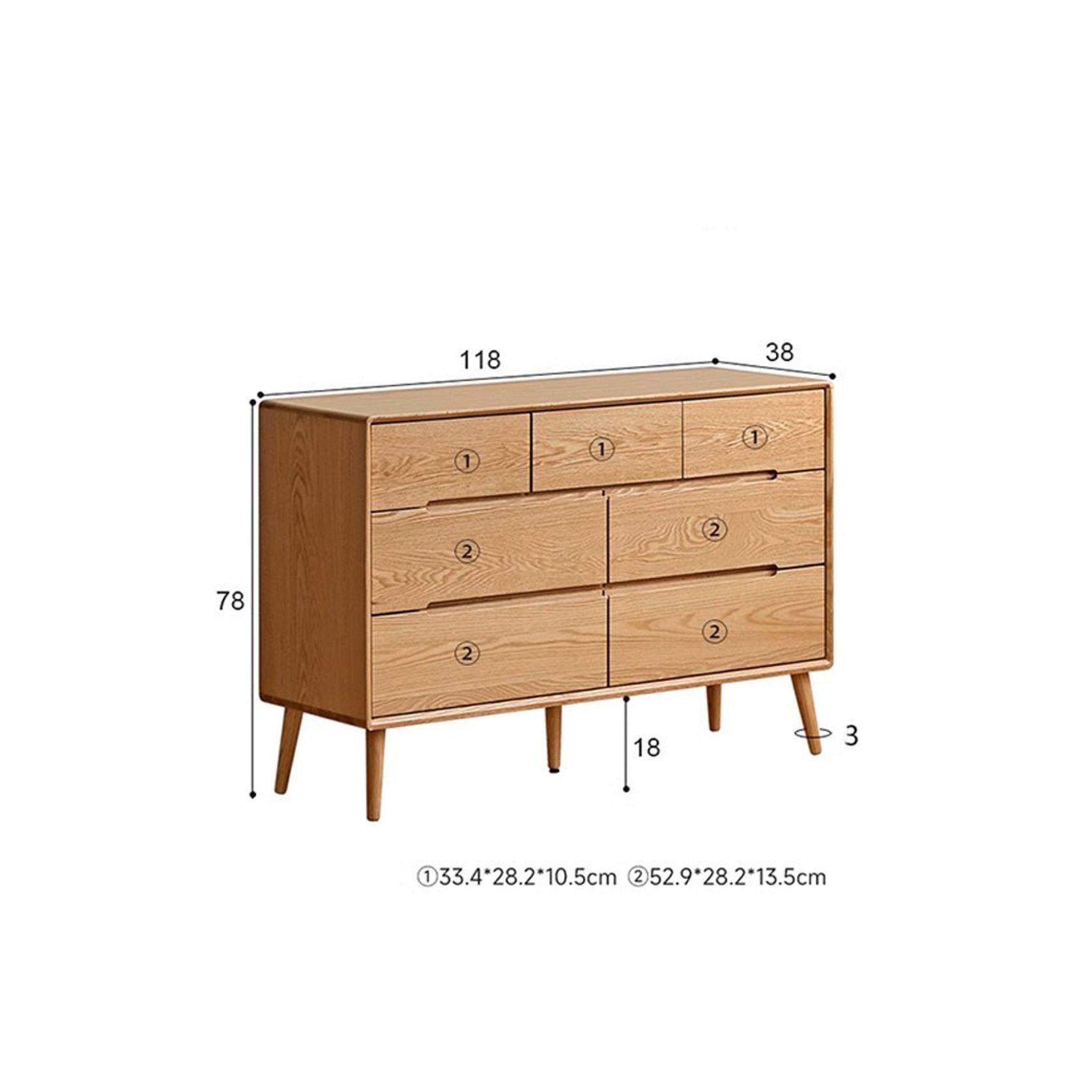 Malmo Natural Solid Oak 3+4 Chest of Drawers gallery detail image